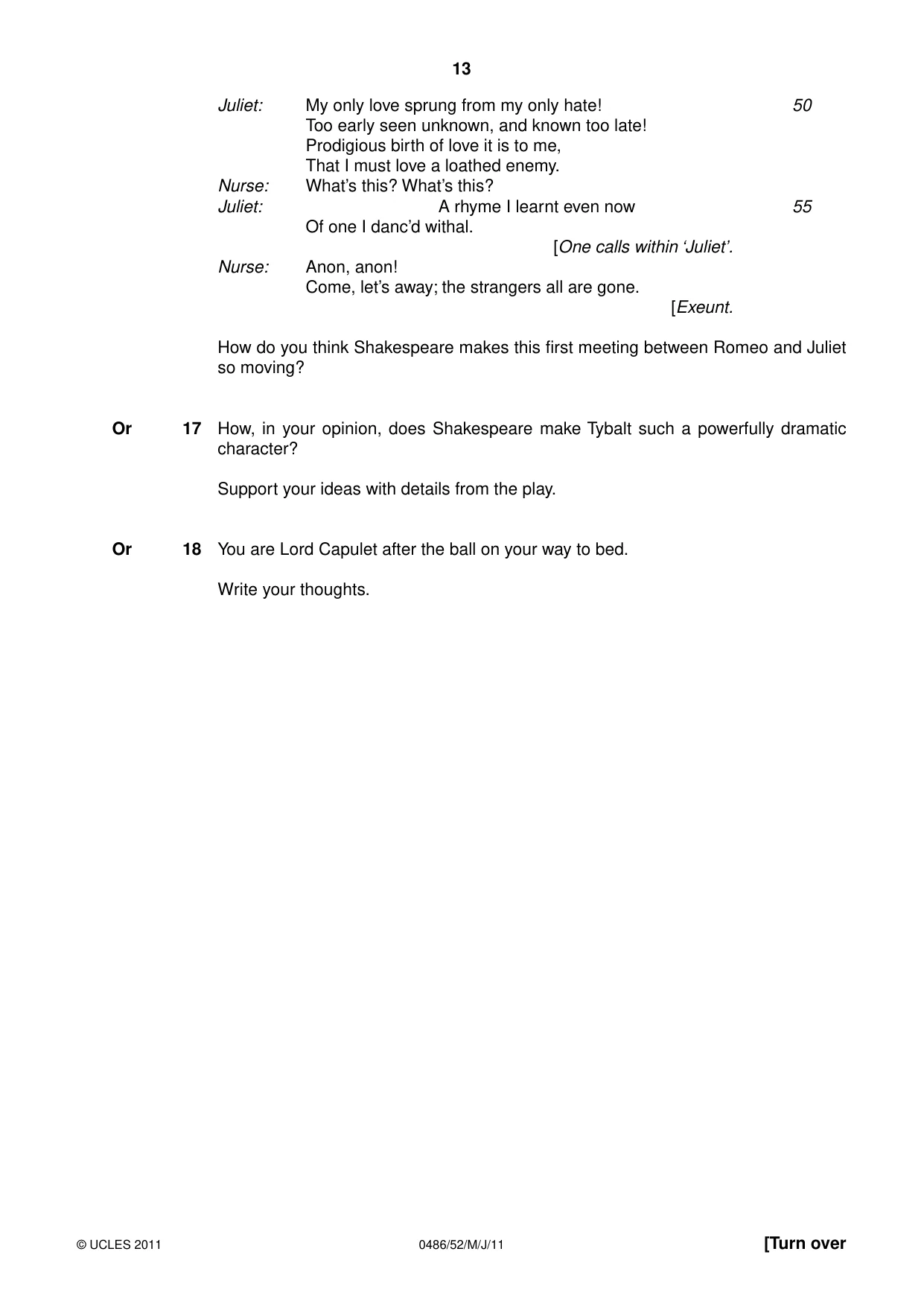 Cambridge IGCSE English - Literature 0486 2011 May/June Paper 5 · Variant 2 question paper, page 13 of 16