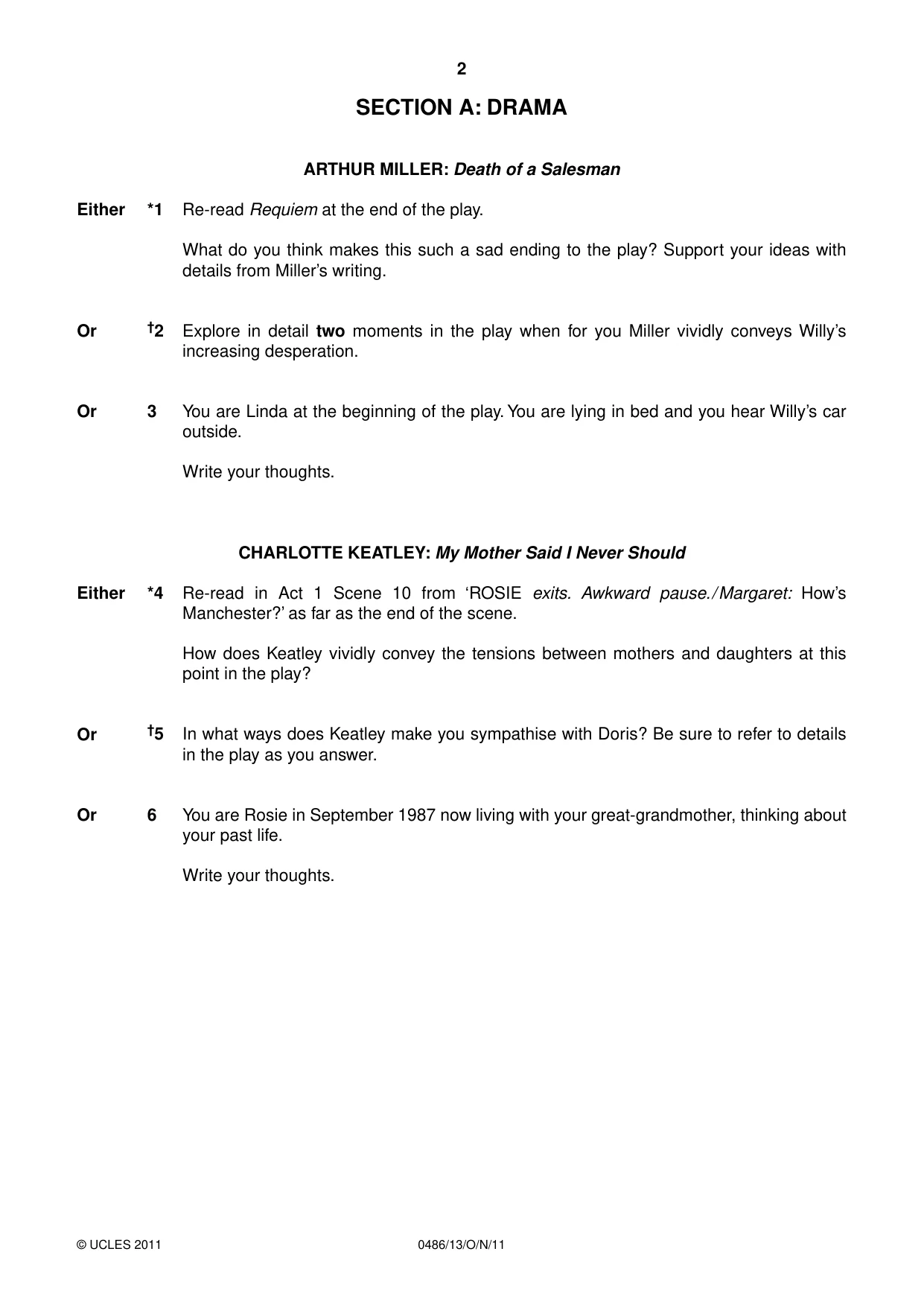 Cambridge IGCSE English - Literature 0486 2011 Oct/Nov Paper 1 · Variant 3 question paper, page 2 of 8