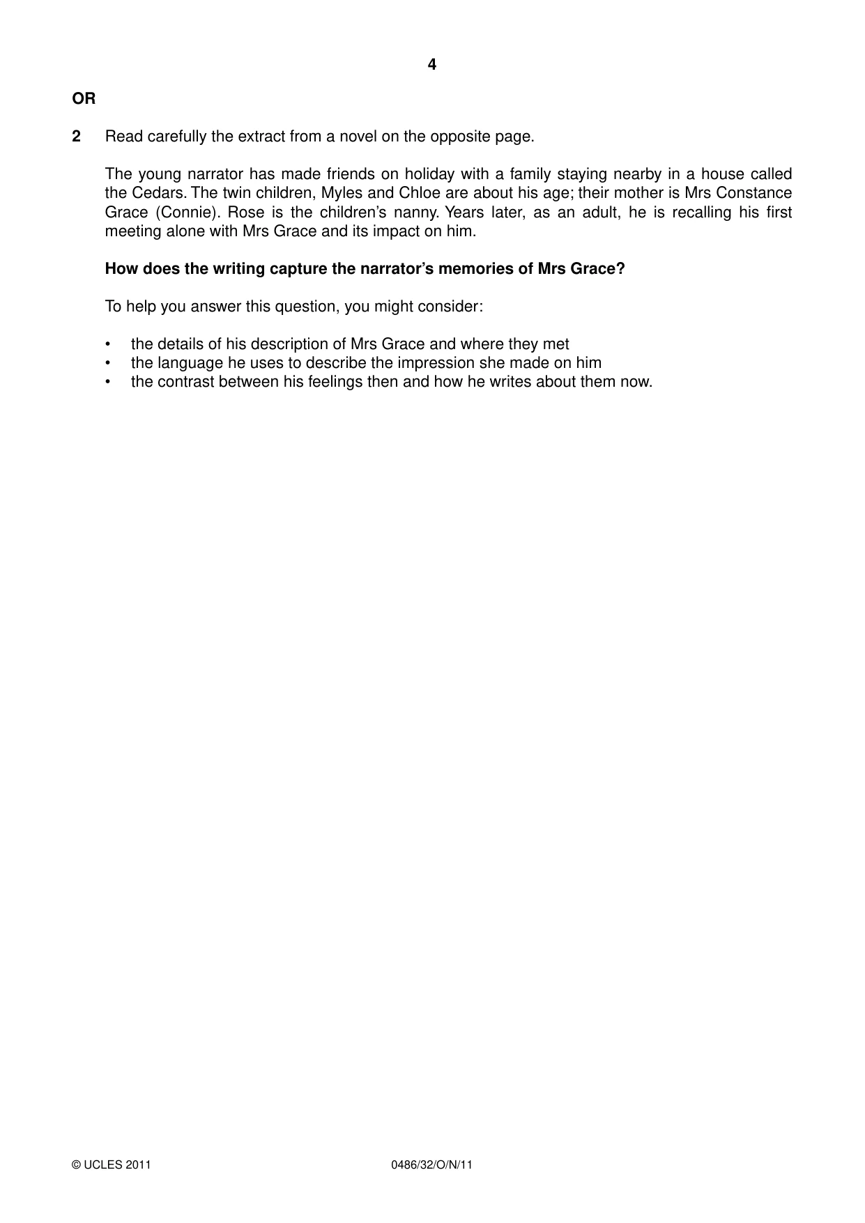 Cambridge IGCSE English - Literature 0486 2011 Oct/Nov Paper 3 · Variant 2 question paper, page 4 of 8