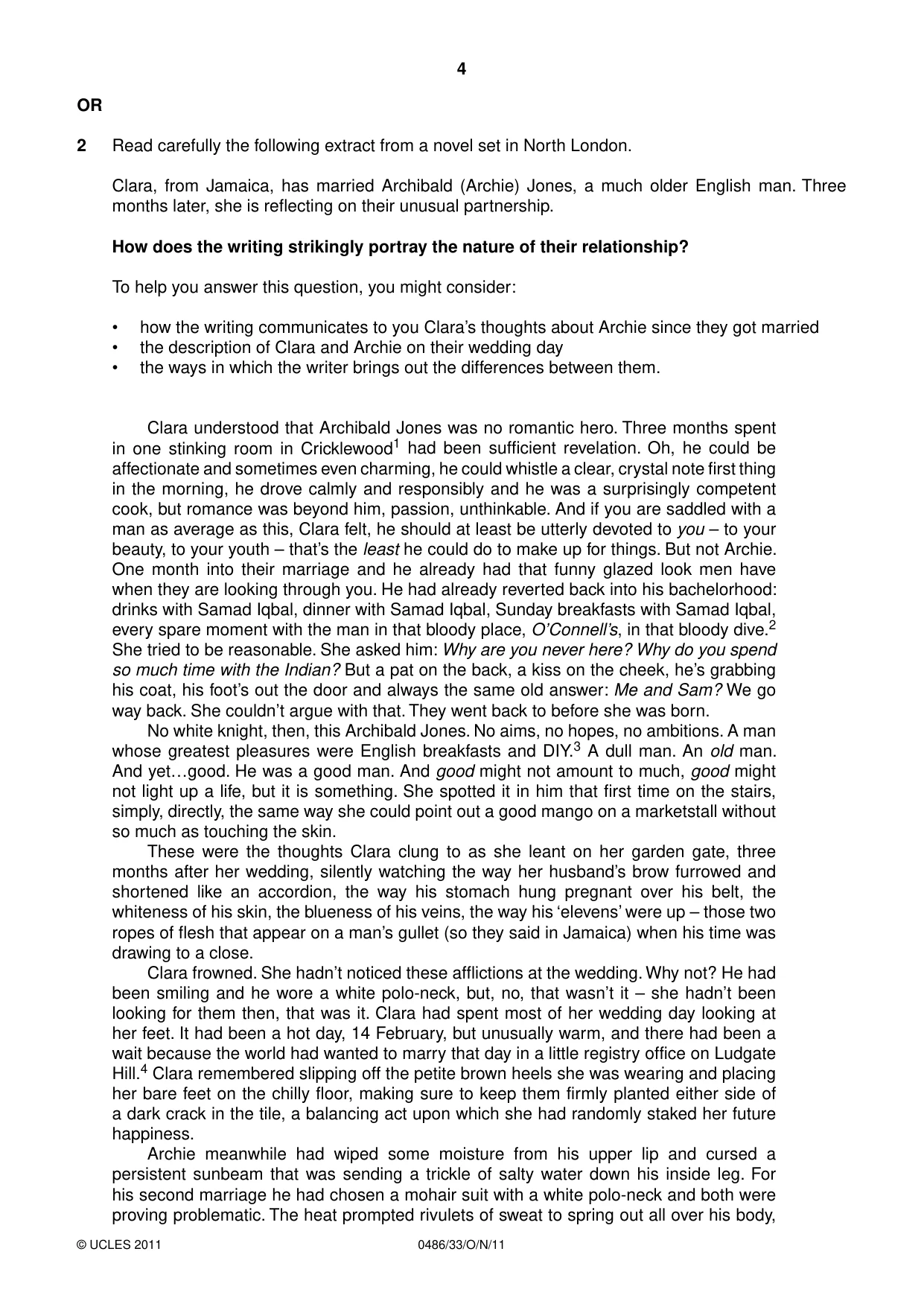 Cambridge IGCSE English - Literature 0486 2011 Oct/Nov Paper 3 · Variant 3 question paper, page 4 of 8