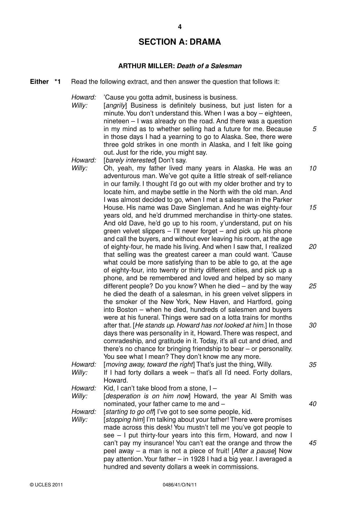 Cambridge IGCSE English - Literature 0486 2011 Oct/Nov Paper 4 · Variant 1 question paper, page 4 of 27