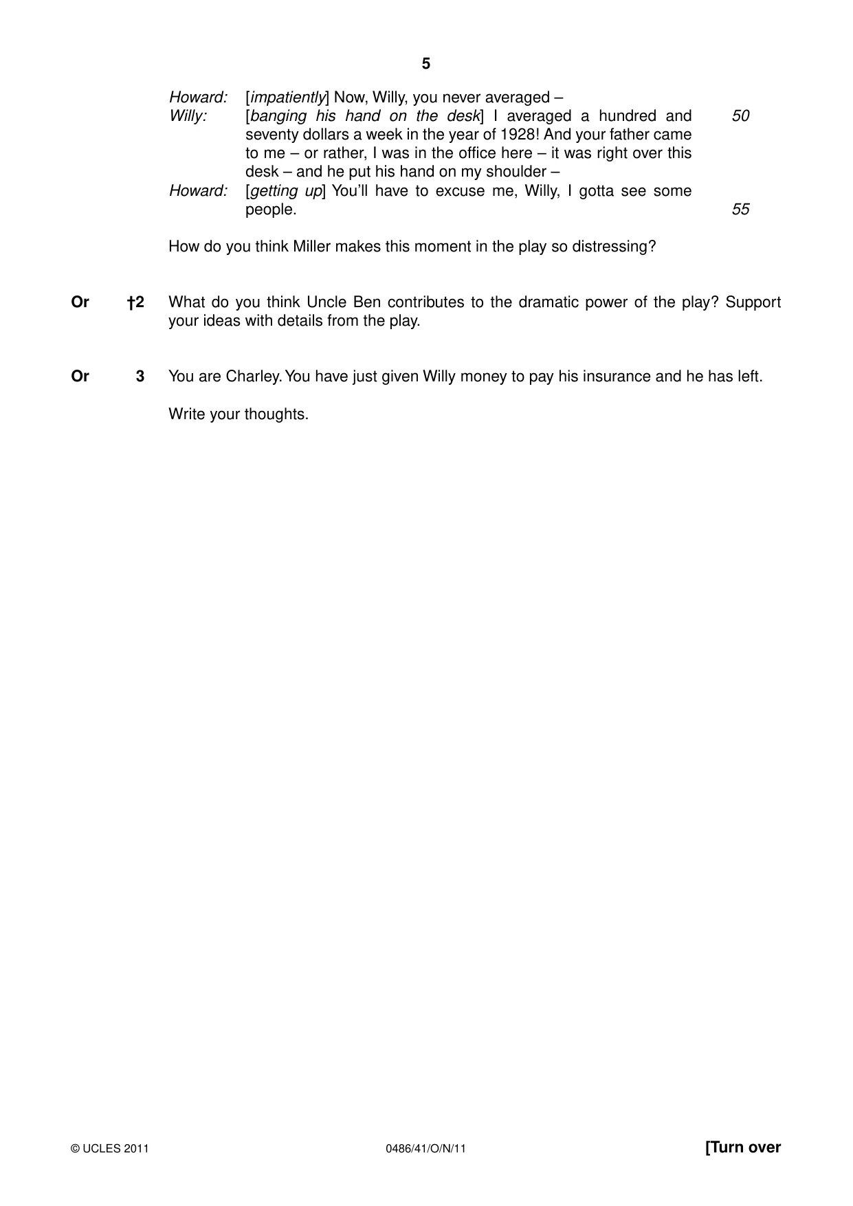 Cambridge IGCSE English - Literature 0486 2011 Oct/Nov Paper 4 · Variant 1 question paper, page 5 of 27
