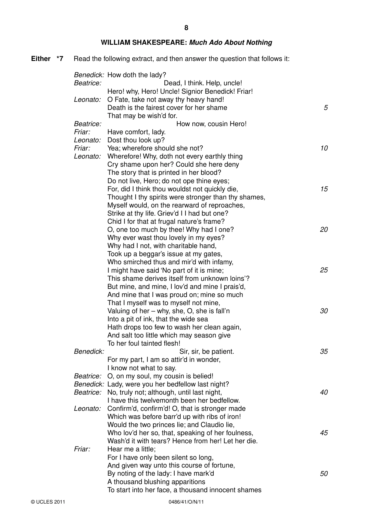 Cambridge IGCSE English - Literature 0486 2011 Oct/Nov Paper 4 · Variant 1 question paper, page 8 of 27