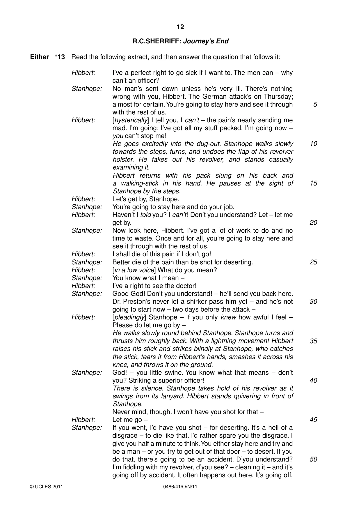 Cambridge IGCSE English - Literature 0486 2011 Oct/Nov Paper 4 · Variant 1 question paper, page 12 of 27