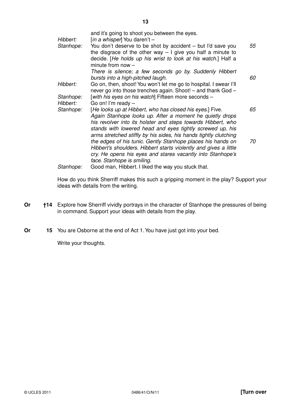 Cambridge IGCSE English - Literature 0486 2011 Oct/Nov Paper 4 · Variant 1 question paper, page 13 of 27