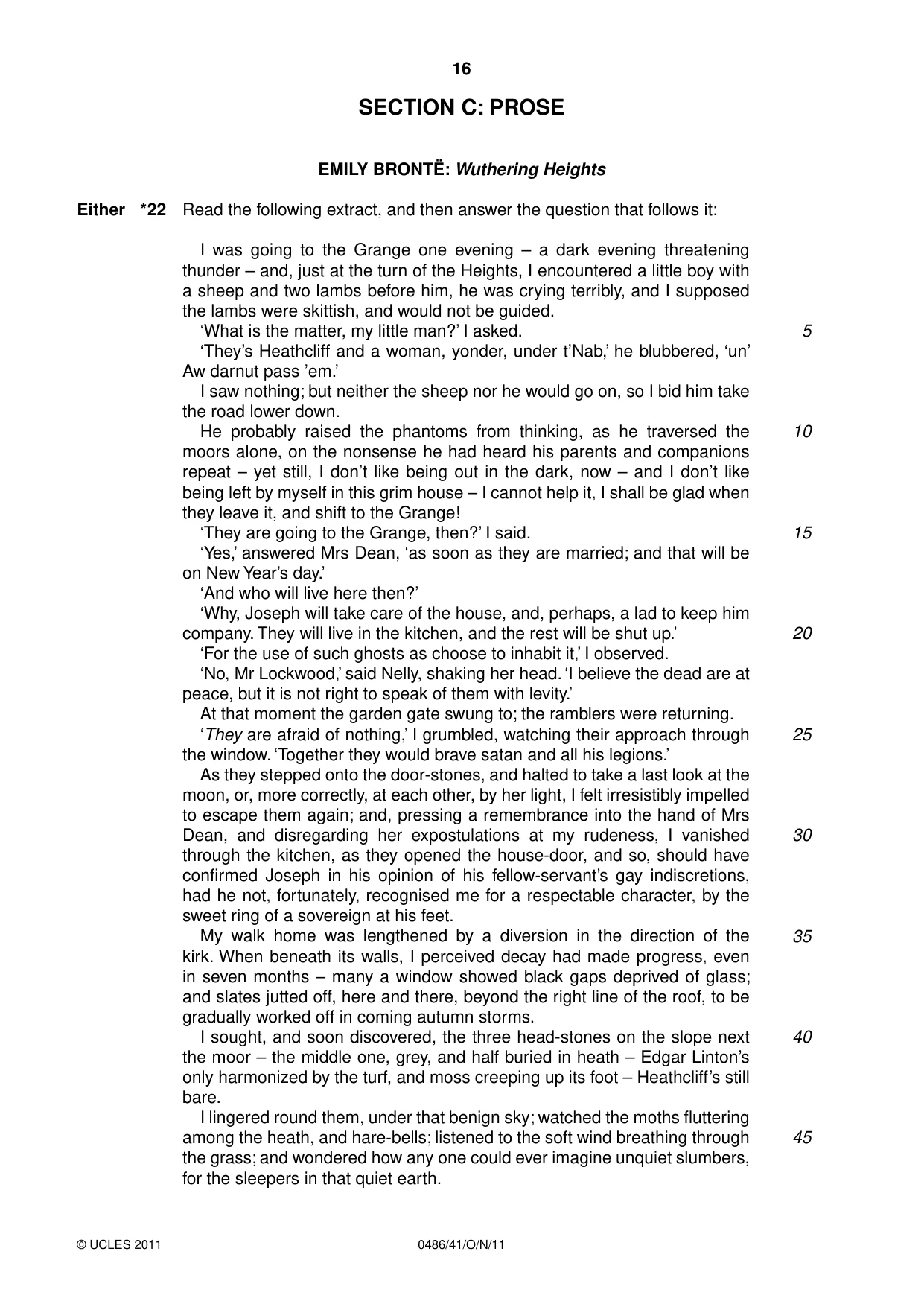 Cambridge IGCSE English - Literature 0486 2011 Oct/Nov Paper 4 · Variant 1 question paper, page 16 of 27