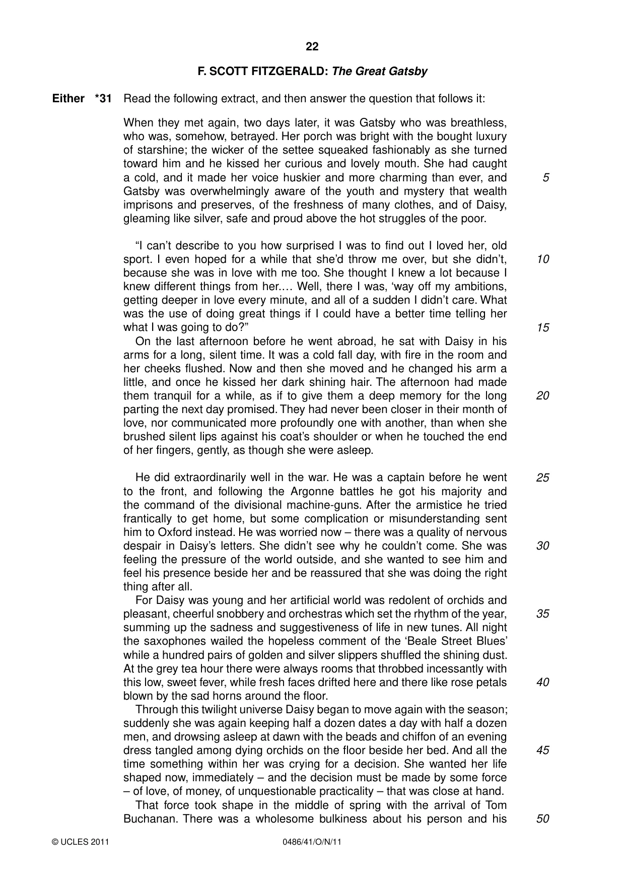 Cambridge IGCSE English - Literature 0486 2011 Oct/Nov Paper 4 · Variant 1 question paper, page 22 of 27