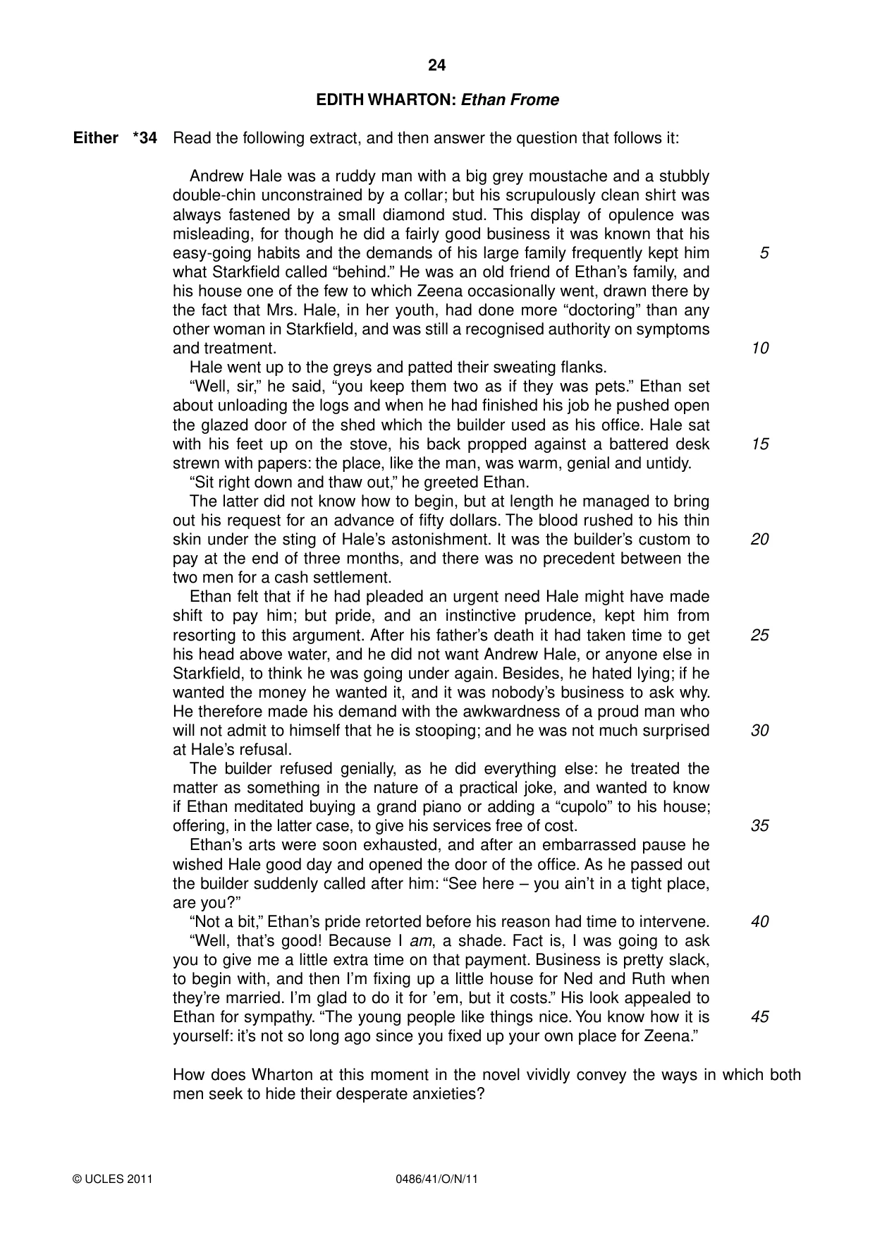 Cambridge IGCSE English - Literature 0486 2011 Oct/Nov Paper 4 · Variant 1 question paper, page 24 of 27