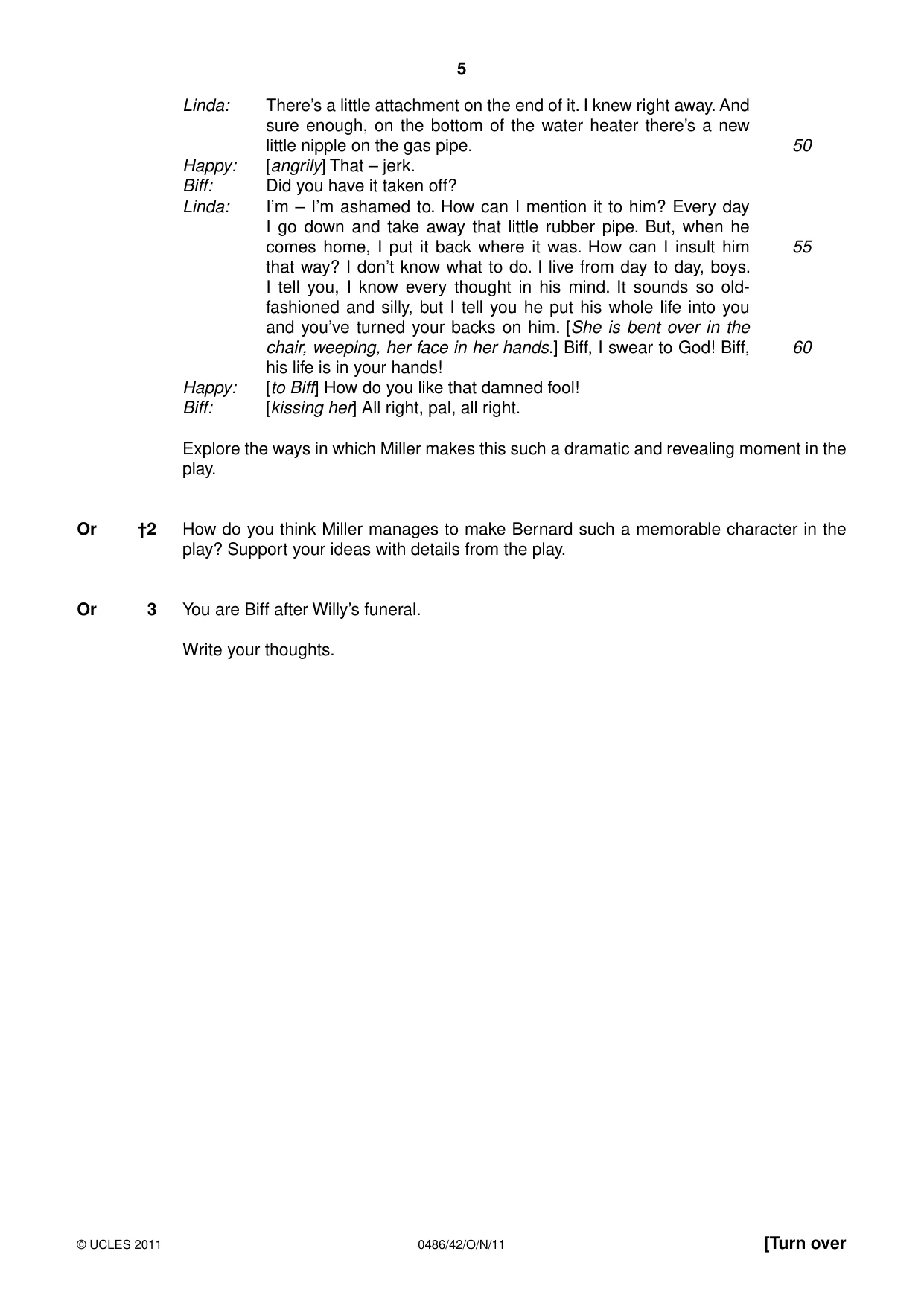 Cambridge IGCSE English - Literature 0486 2011 Oct/Nov Paper 4 · Variant 2 question paper, page 5 of 28