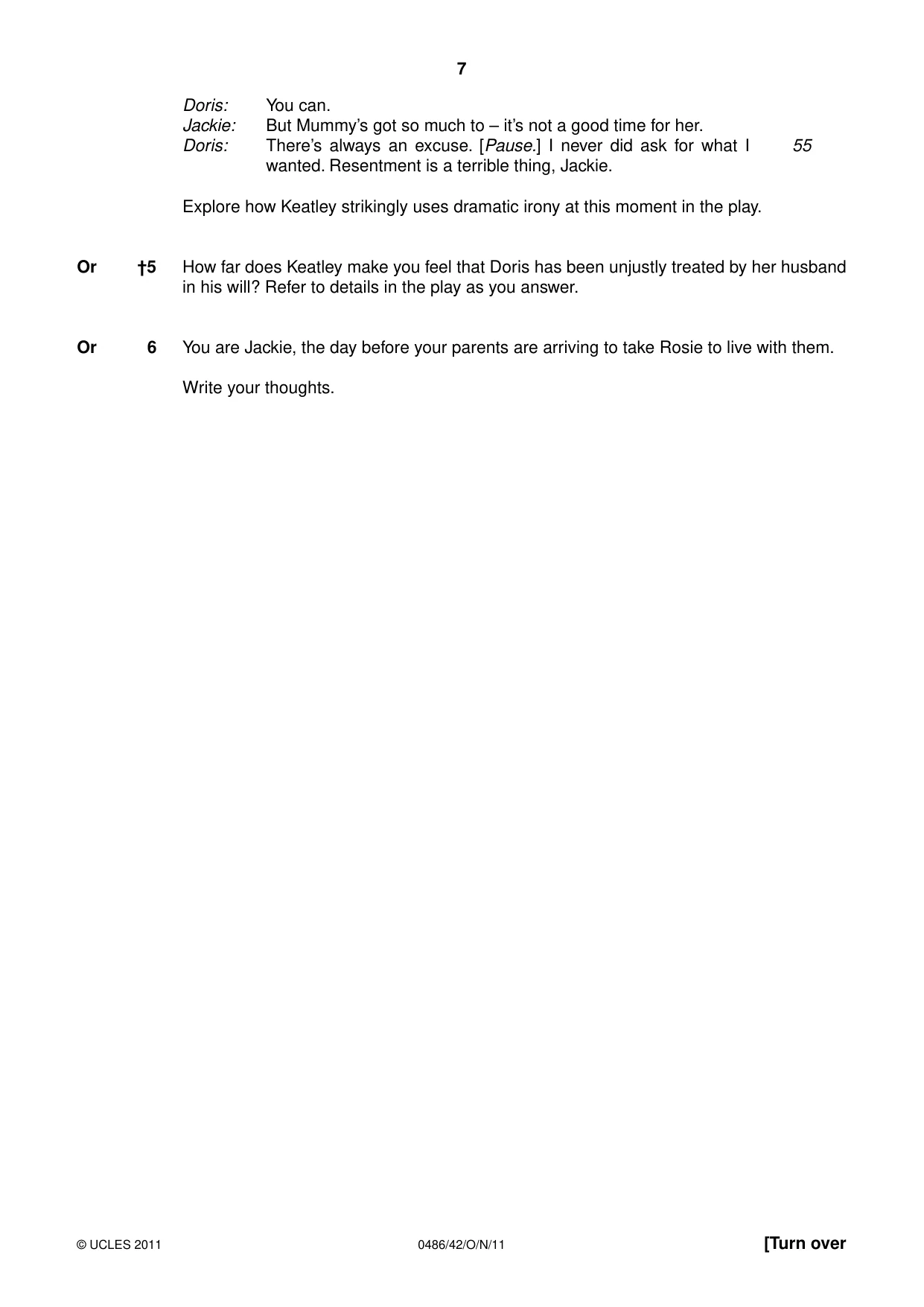 Cambridge IGCSE English - Literature 0486 2011 Oct/Nov Paper 4 · Variant 2 question paper, page 7 of 28