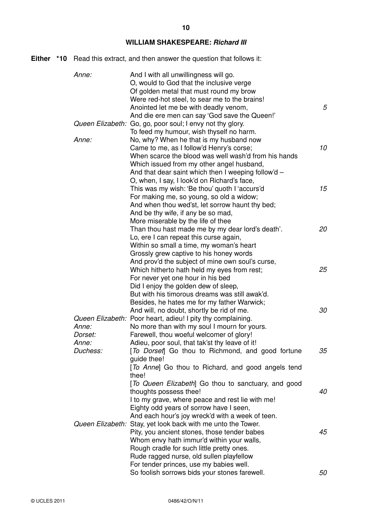 Cambridge IGCSE English - Literature 0486 2011 Oct/Nov Paper 4 · Variant 2 question paper, page 10 of 28