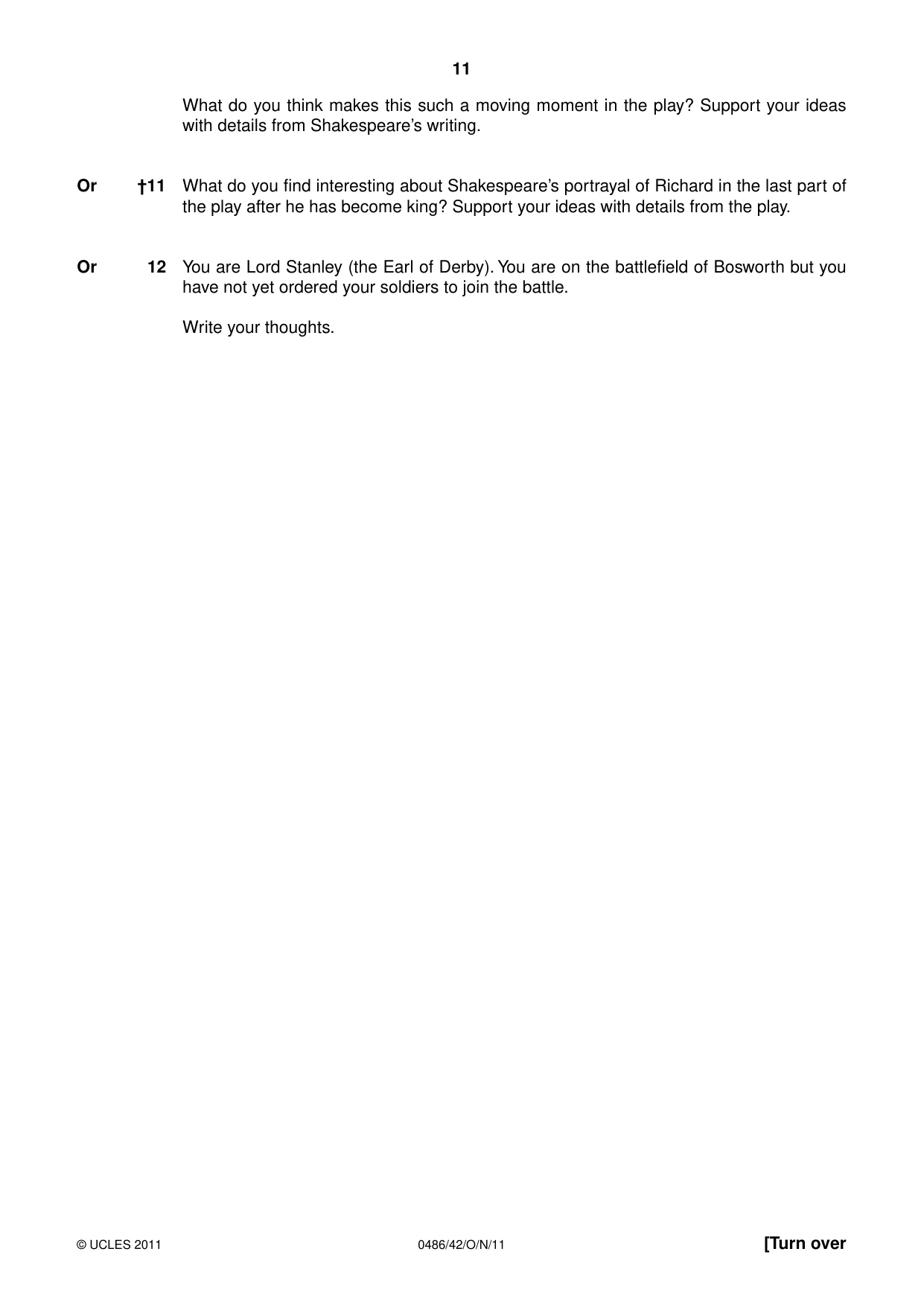 Cambridge IGCSE English - Literature 0486 2011 Oct/Nov Paper 4 · Variant 2 question paper, page 11 of 28