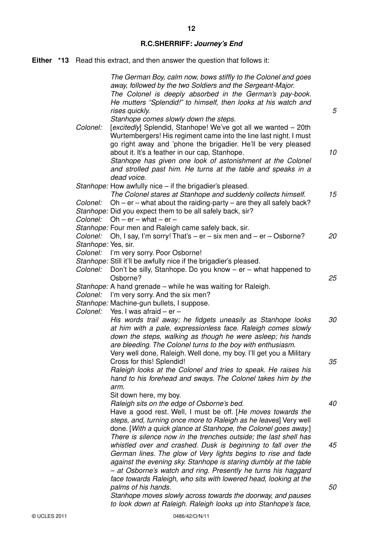 Cambridge IGCSE English - Literature 0486 2011 Oct/Nov Paper 4 · Variant 2 question paper, page 12 of 28