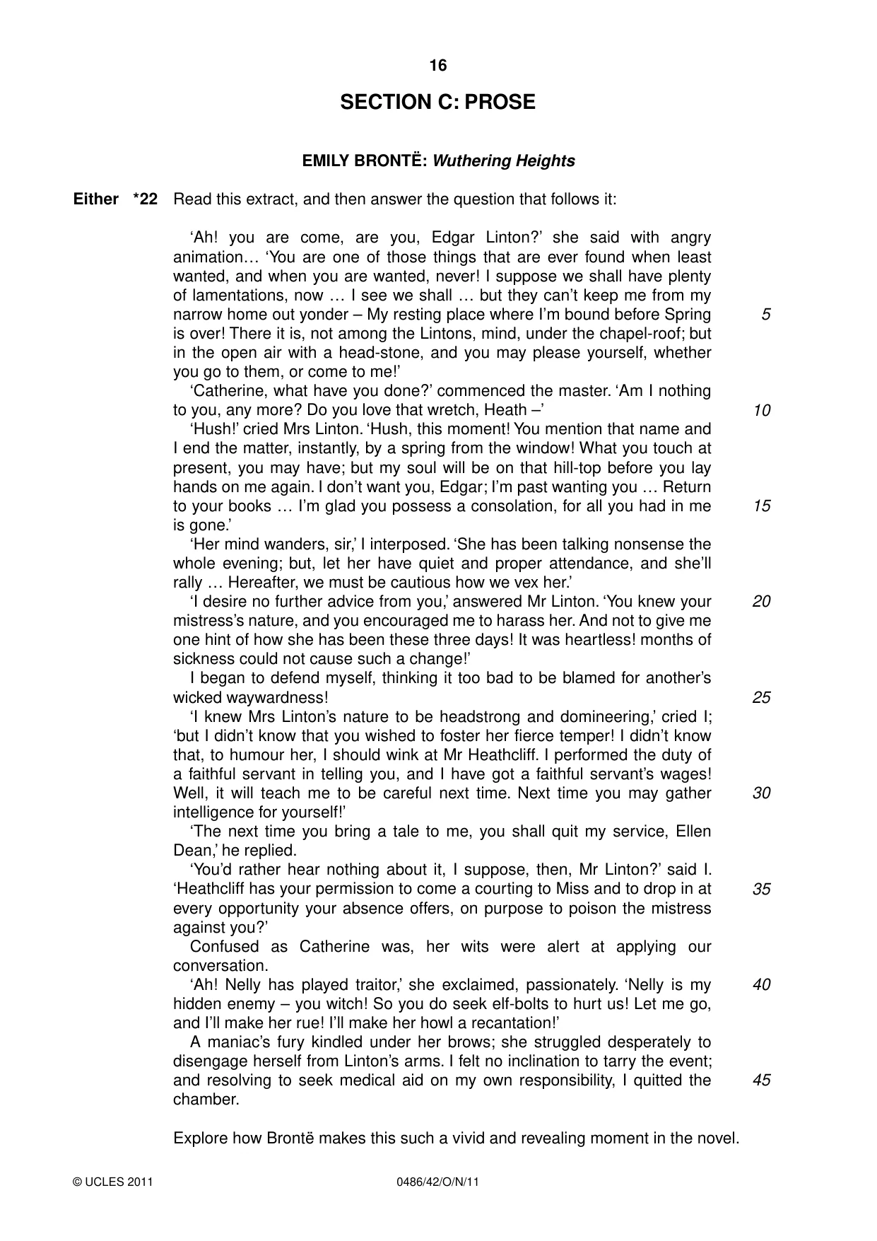 Cambridge IGCSE English - Literature 0486 2011 Oct/Nov Paper 4 · Variant 2 question paper, page 16 of 28