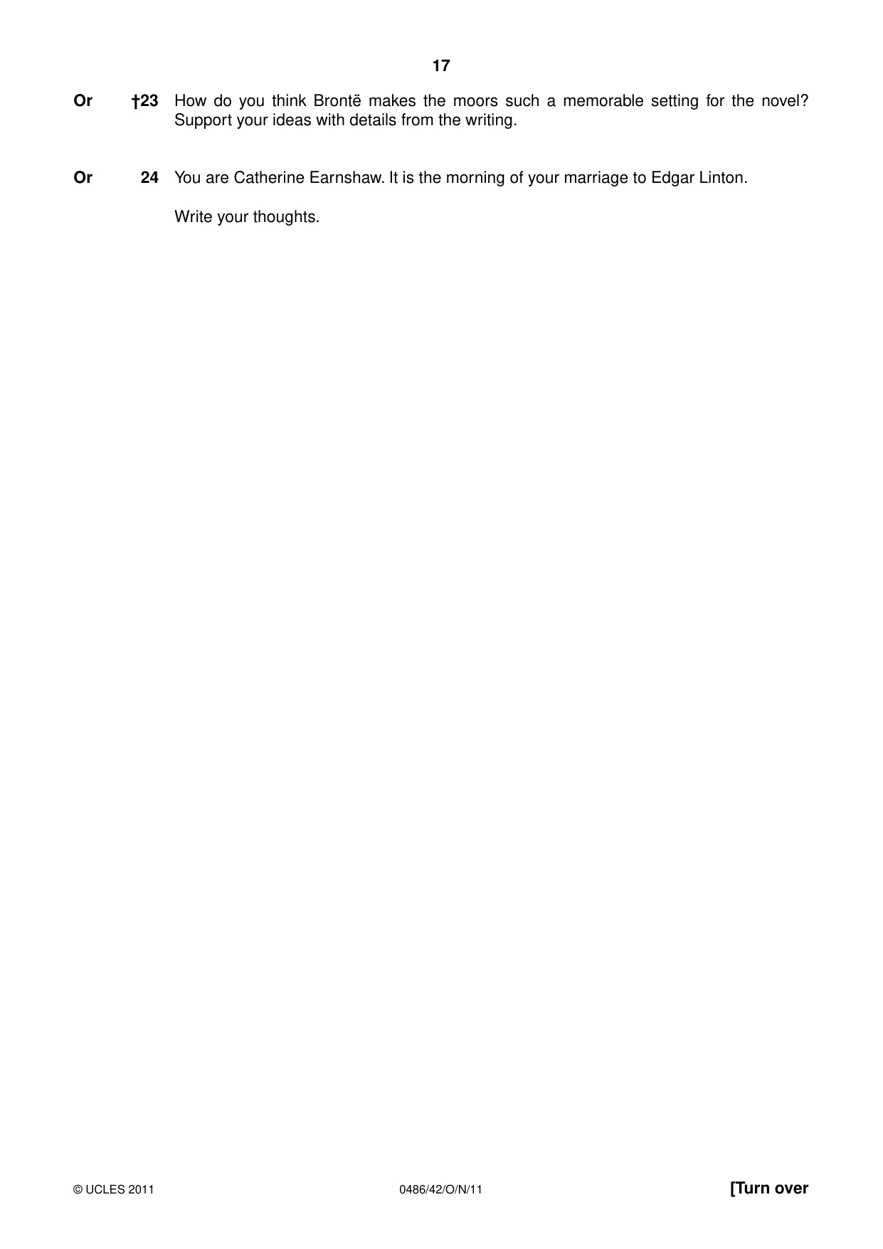 Cambridge IGCSE English - Literature 0486 2011 Oct/Nov Paper 4 · Variant 2 question paper, page 17 of 28