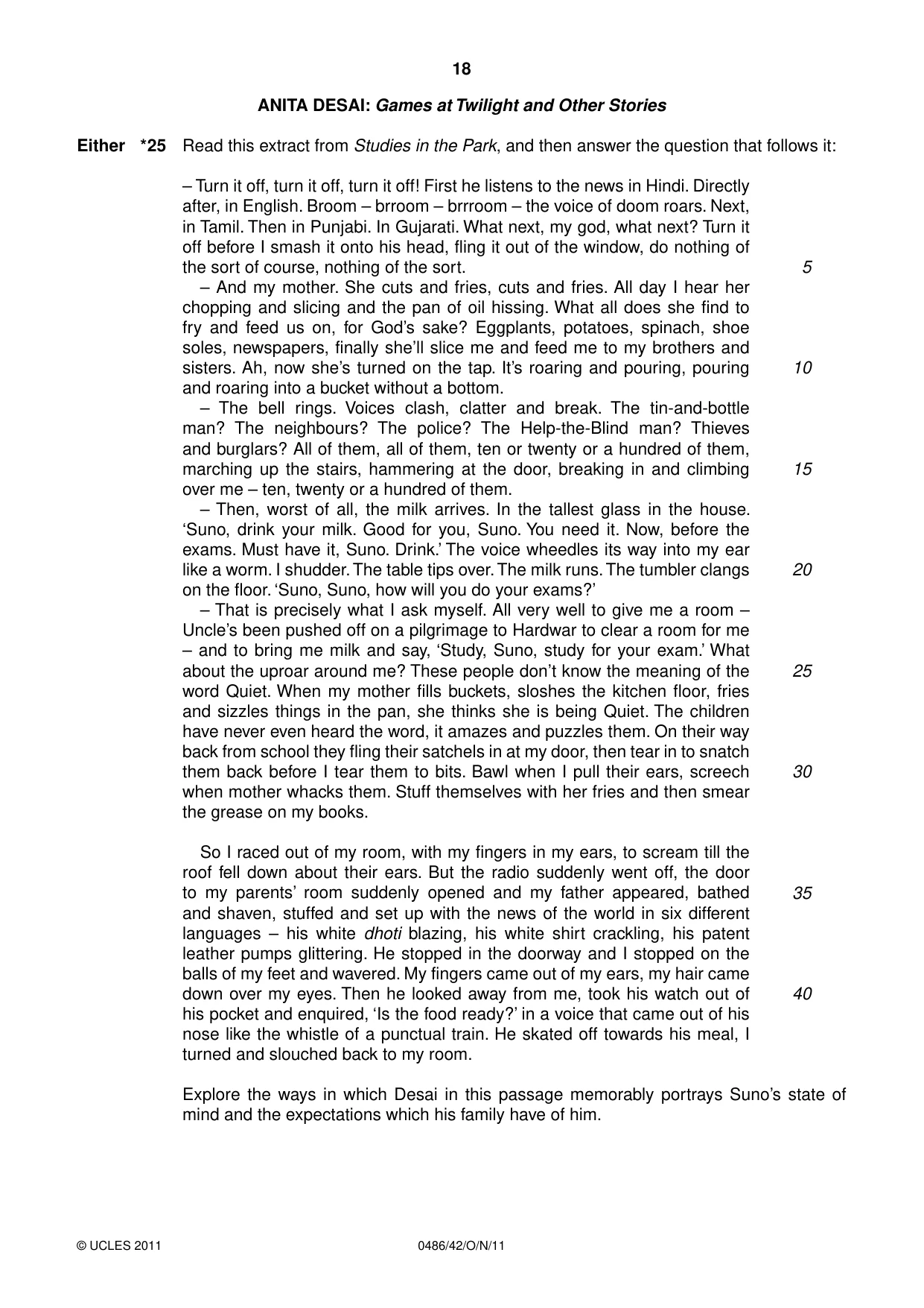 Cambridge IGCSE English - Literature 0486 2011 Oct/Nov Paper 4 · Variant 2 question paper, page 18 of 28