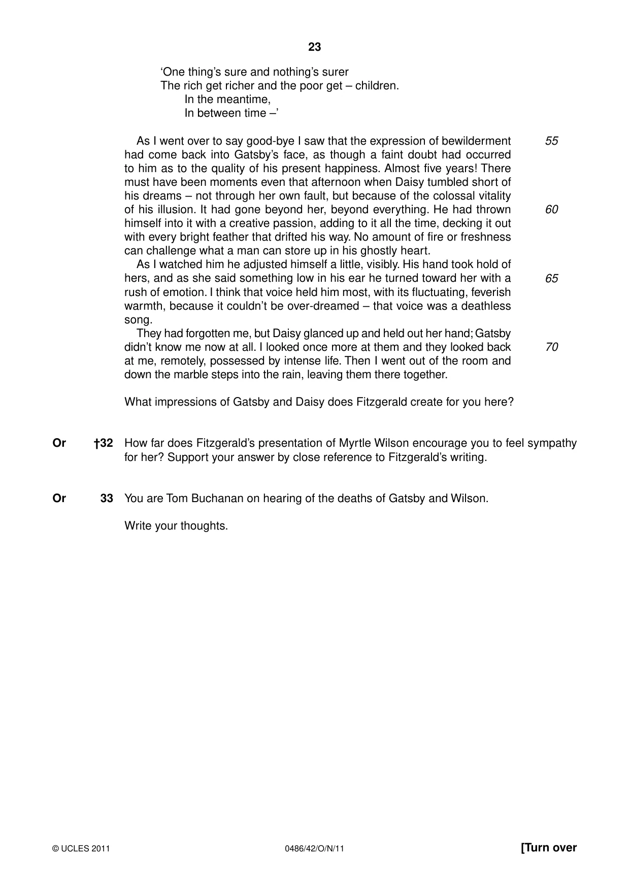 Cambridge IGCSE English - Literature 0486 2011 Oct/Nov Paper 4 · Variant 2 question paper, page 23 of 28