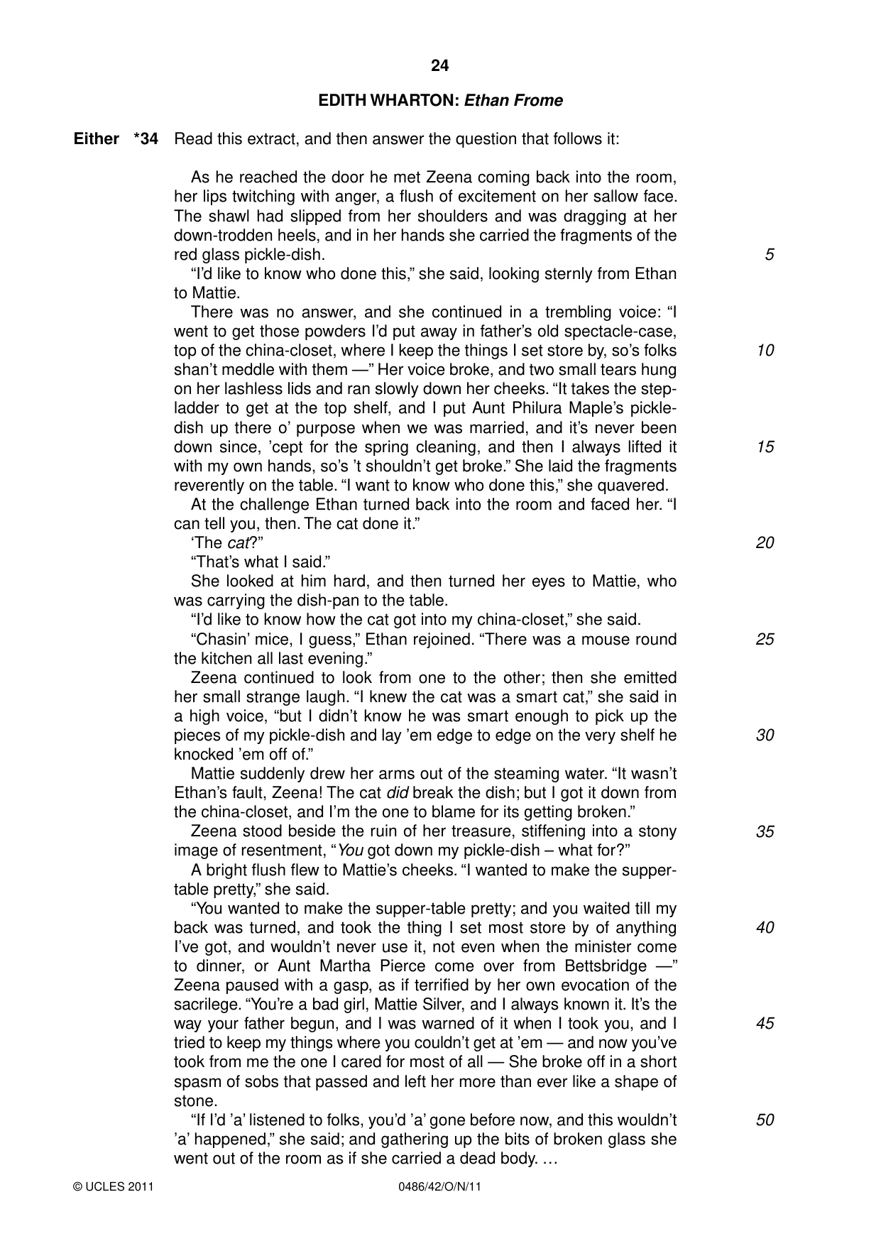Cambridge IGCSE English - Literature 0486 2011 Oct/Nov Paper 4 · Variant 2 question paper, page 24 of 28