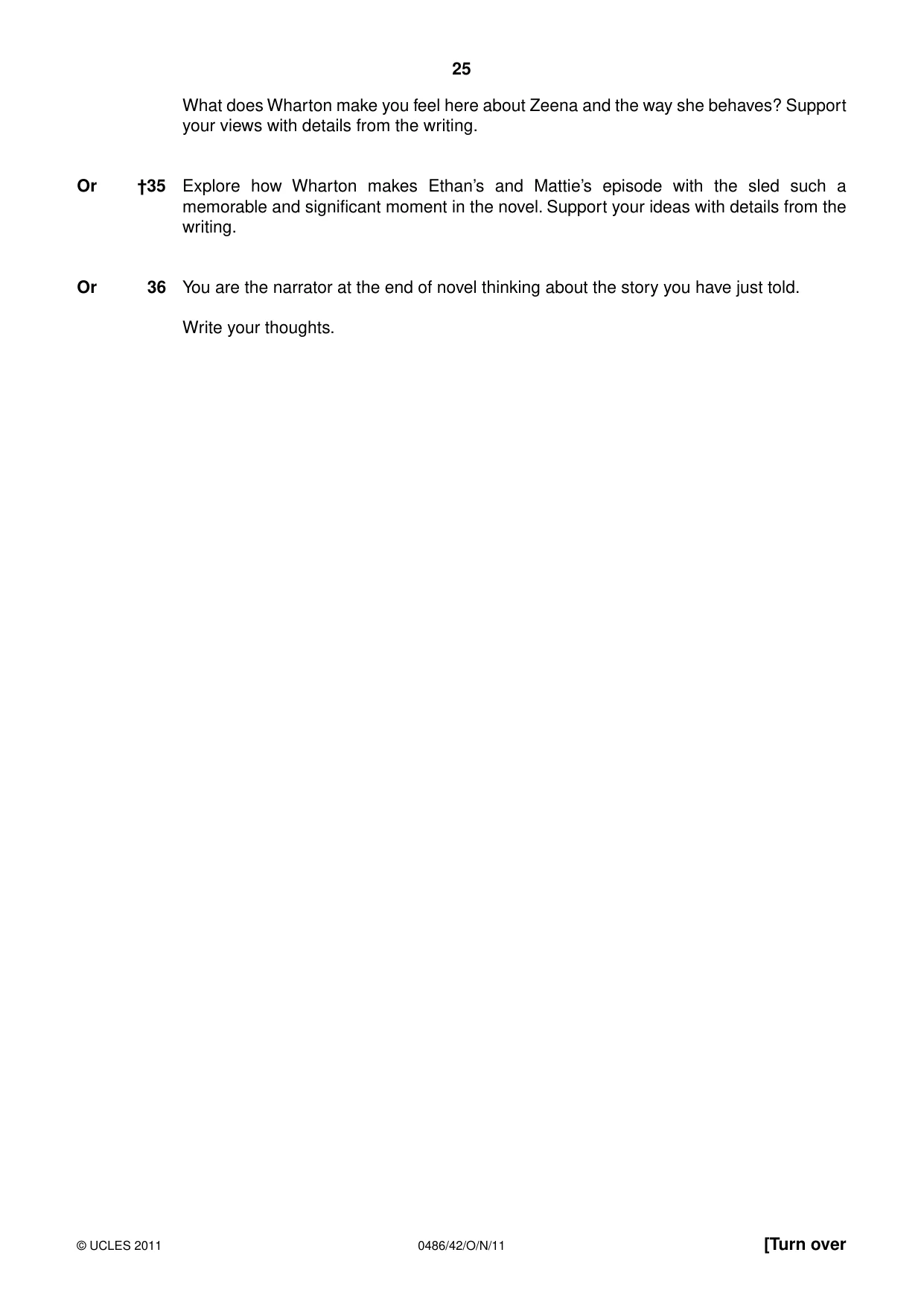Cambridge IGCSE English - Literature 0486 2011 Oct/Nov Paper 4 · Variant 2 question paper, page 25 of 28
