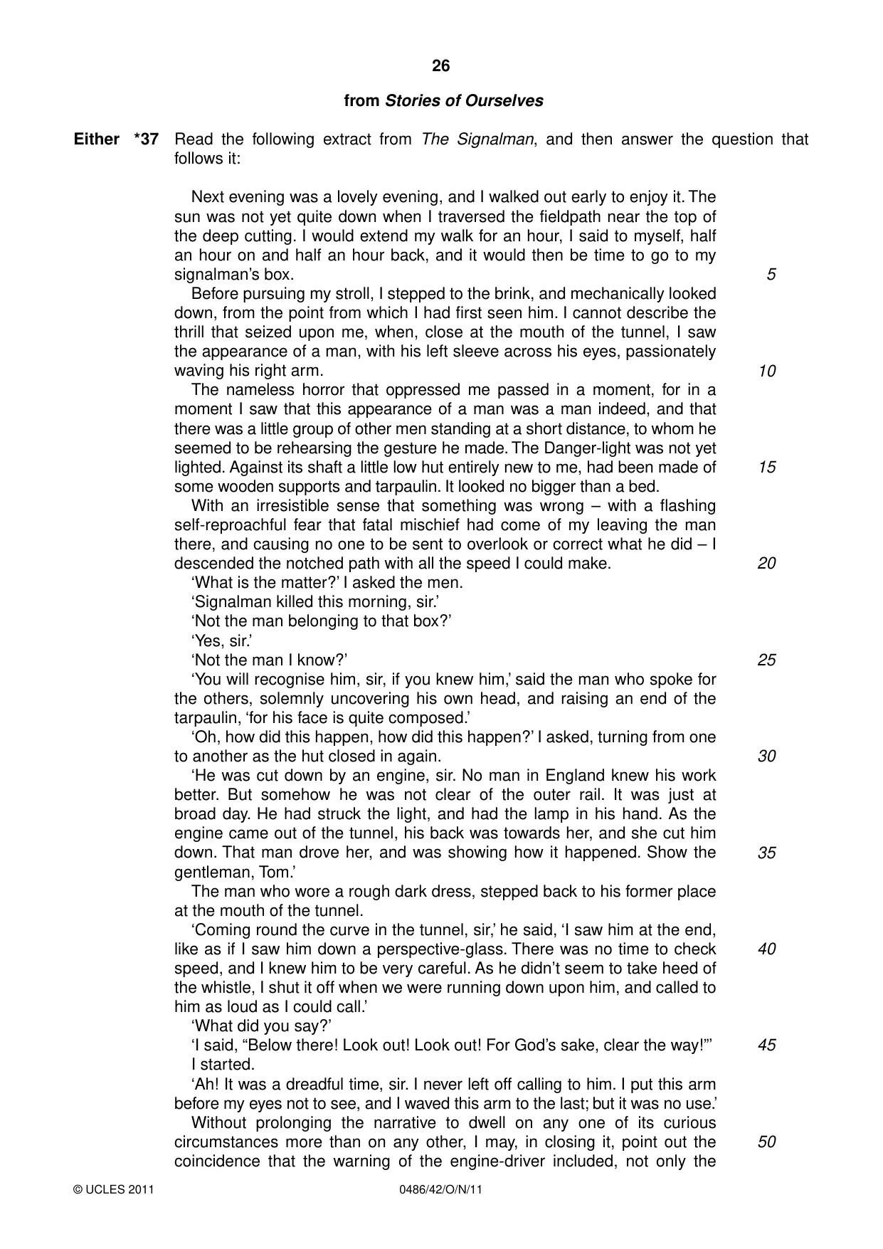 Cambridge IGCSE English - Literature 0486 2011 Oct/Nov Paper 4 · Variant 2 question paper, page 26 of 28