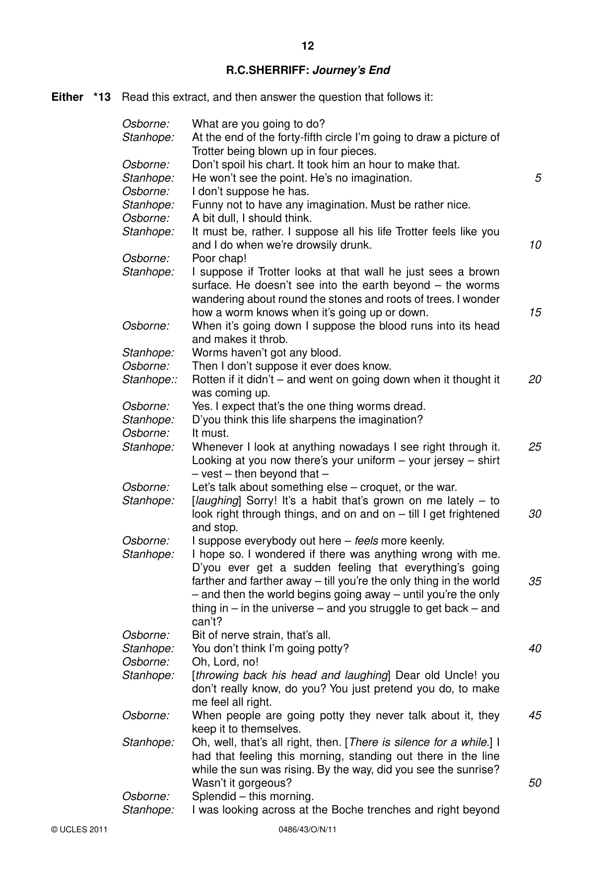 Cambridge IGCSE English - Literature 0486 2011 Oct/Nov Paper 4 · Variant 3 question paper, page 12 of 28