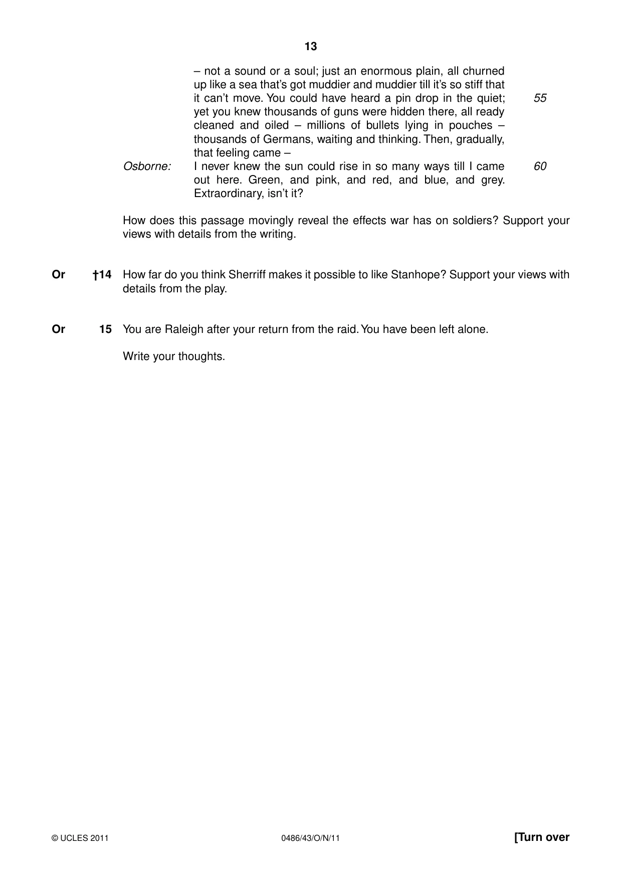Cambridge IGCSE English - Literature 0486 2011 Oct/Nov Paper 4 · Variant 3 question paper, page 13 of 28