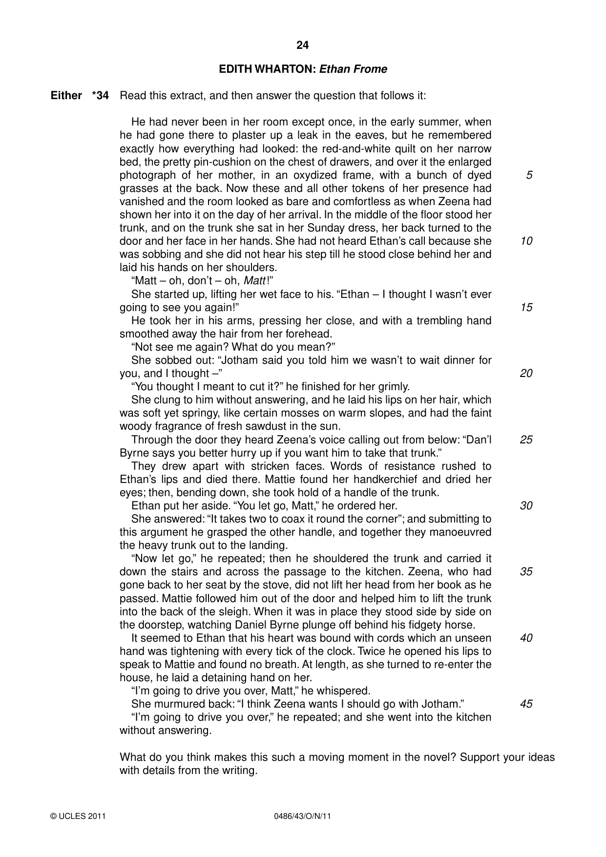 Cambridge IGCSE English - Literature 0486 2011 Oct/Nov Paper 4 · Variant 3 question paper, page 24 of 28