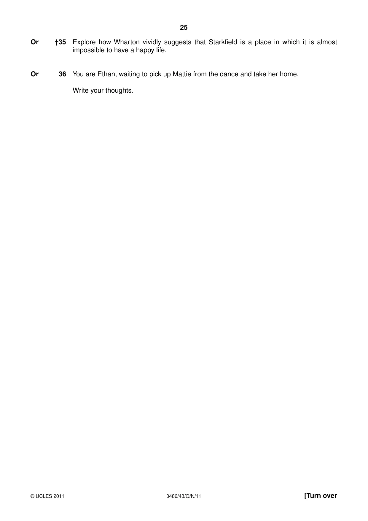 Cambridge IGCSE English - Literature 0486 2011 Oct/Nov Paper 4 · Variant 3 question paper, page 25 of 28