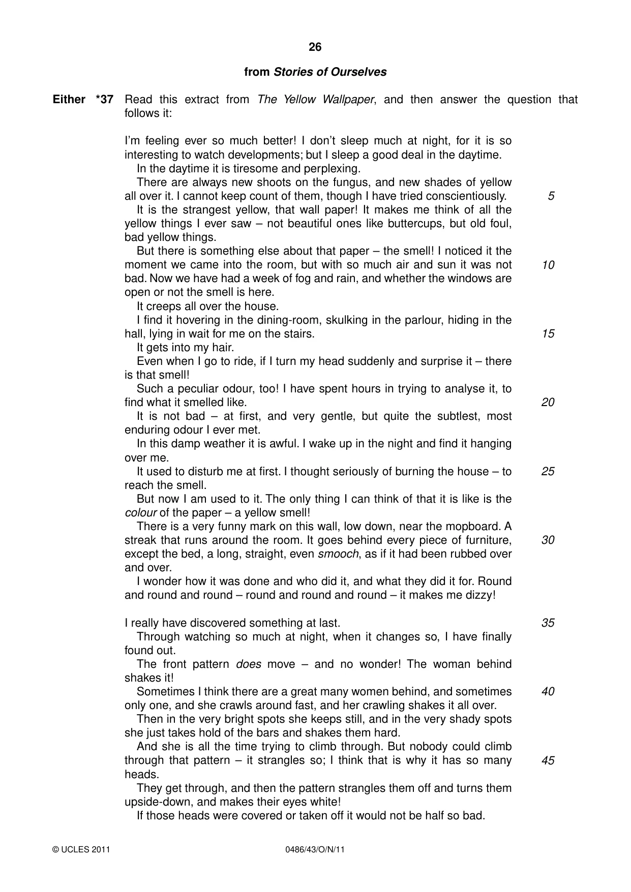 Cambridge IGCSE English - Literature 0486 2011 Oct/Nov Paper 4 · Variant 3 question paper, page 26 of 28