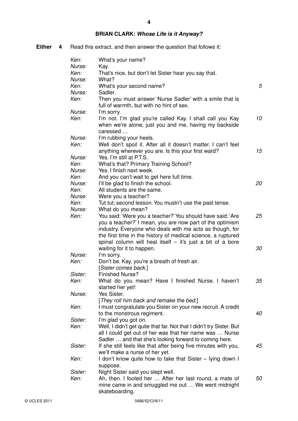 Cambridge IGCSE English - Literature 0486 2011 Oct/Nov Paper 5 · Variant 2 question paper, page 4 of 16