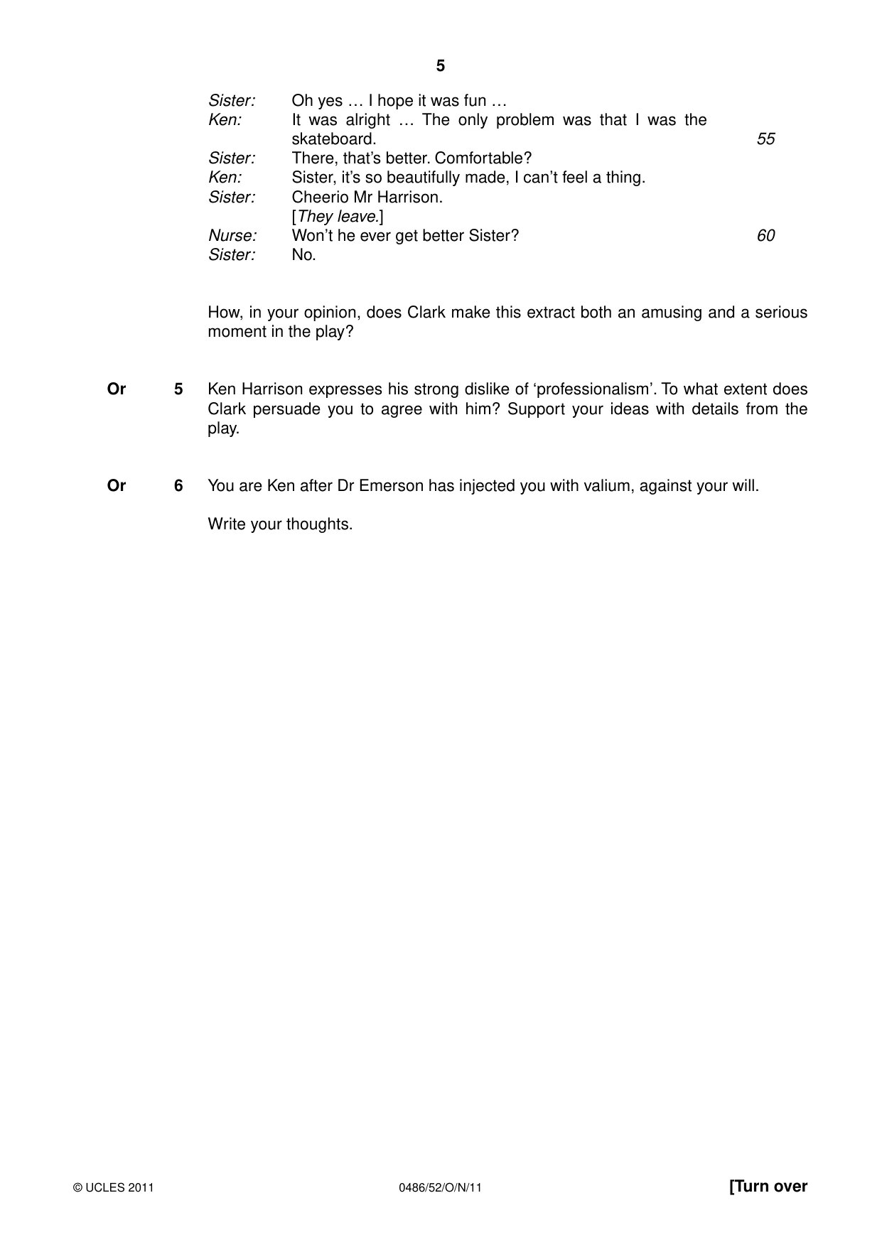 Cambridge IGCSE English - Literature 0486 2011 Oct/Nov Paper 5 · Variant 2 question paper, page 5 of 16
