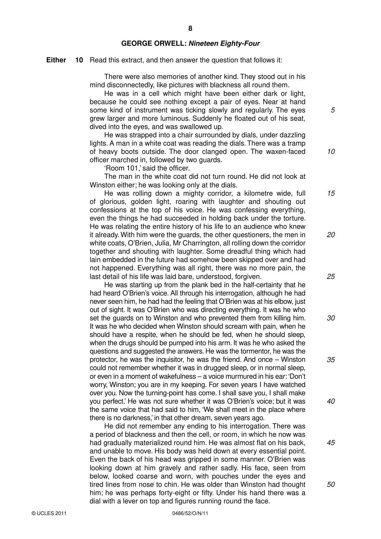 Cambridge IGCSE English - Literature 0486 2011 Oct/Nov Paper 5 · Variant 2 question paper, page 8 of 16