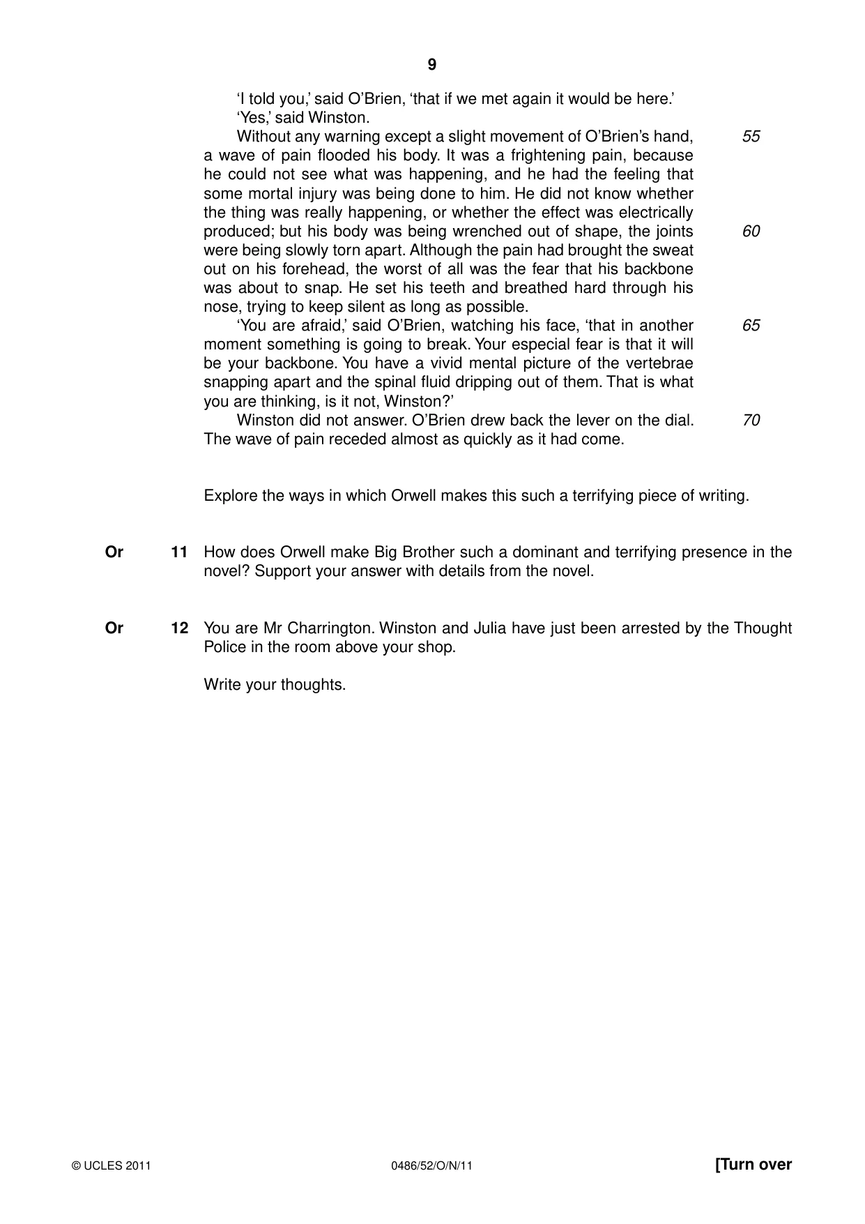 Cambridge IGCSE English - Literature 0486 2011 Oct/Nov Paper 5 · Variant 2 question paper, page 9 of 16
