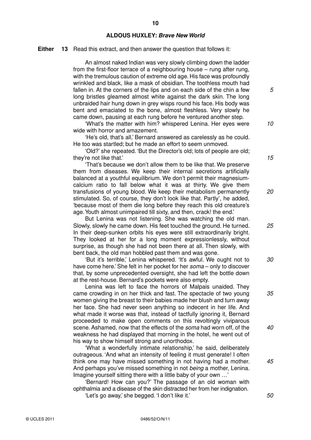 Cambridge IGCSE English - Literature 0486 2011 Oct/Nov Paper 5 · Variant 2 question paper, page 10 of 16