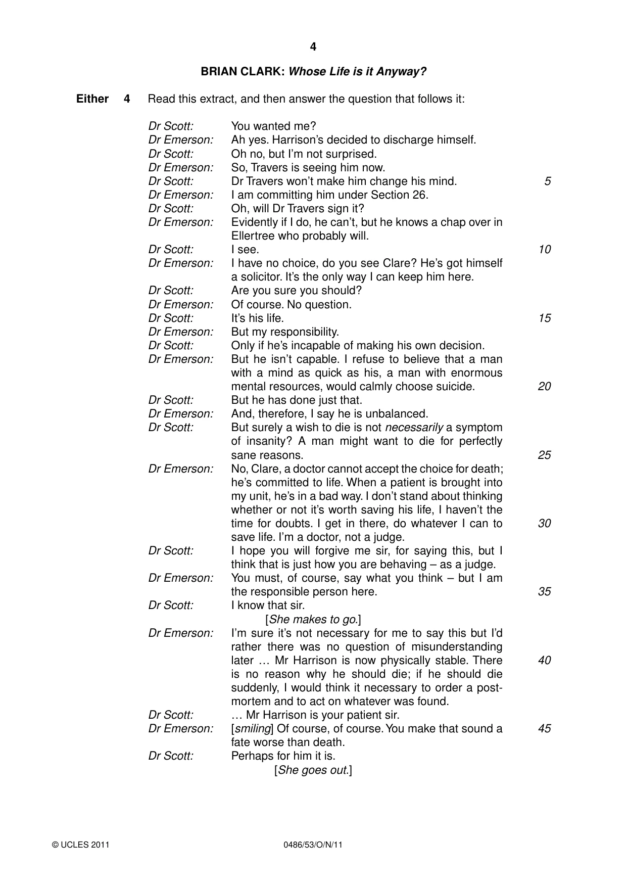 Cambridge IGCSE English - Literature 0486 2011 Oct/Nov Paper 5 · Variant 3 question paper, page 4 of 16