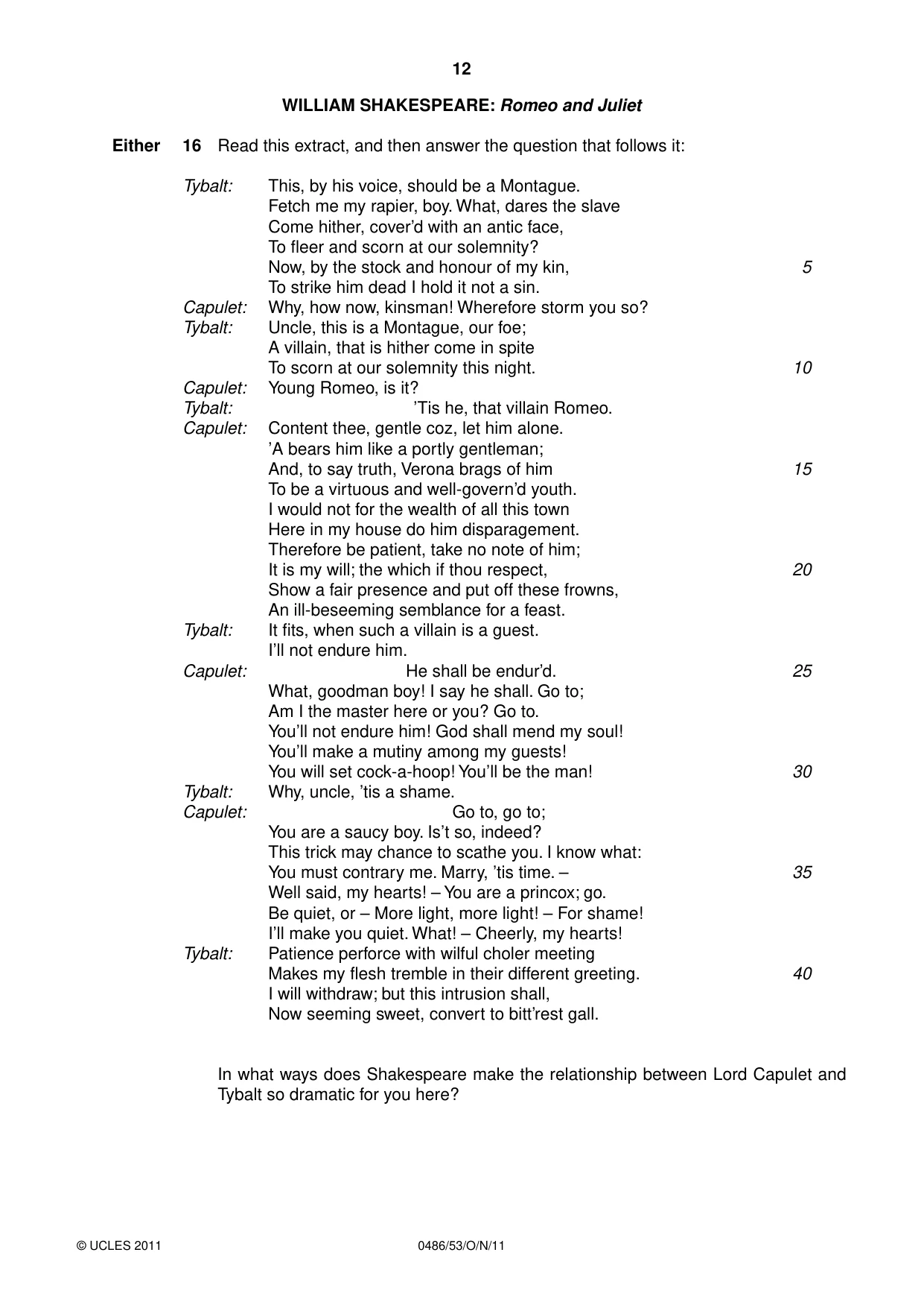 Cambridge IGCSE English - Literature 0486 2011 Oct/Nov Paper 5 · Variant 3 question paper, page 12 of 16