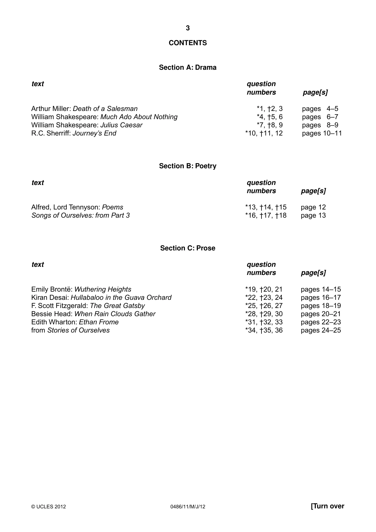 Cambridge IGCSE English - Literature 0486 2012 May/June Paper 1 · Variant 1 question paper, page 3 of 26
