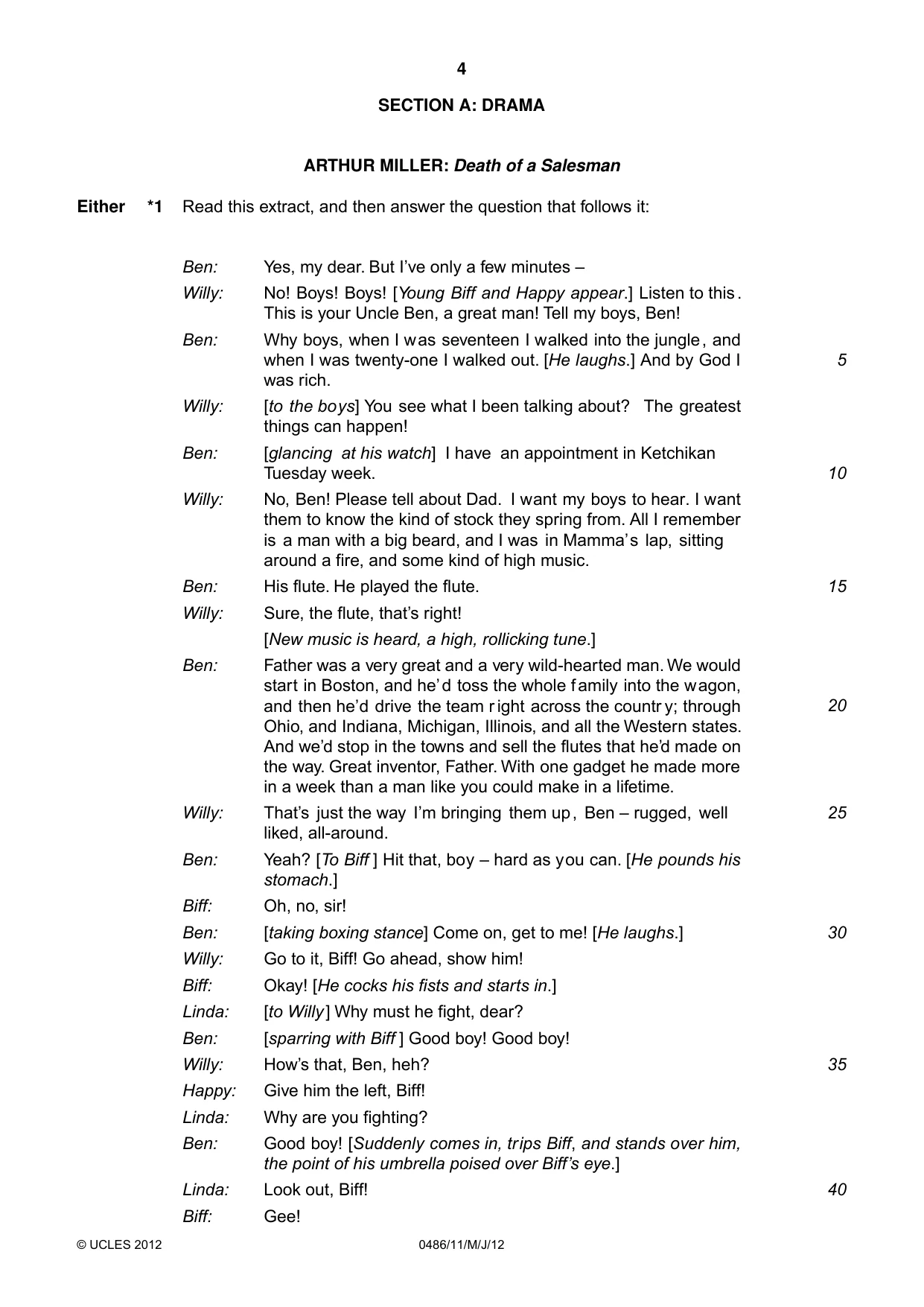 Cambridge IGCSE English - Literature 0486 2012 May/June Paper 1 · Variant 1 question paper, page 4 of 26
