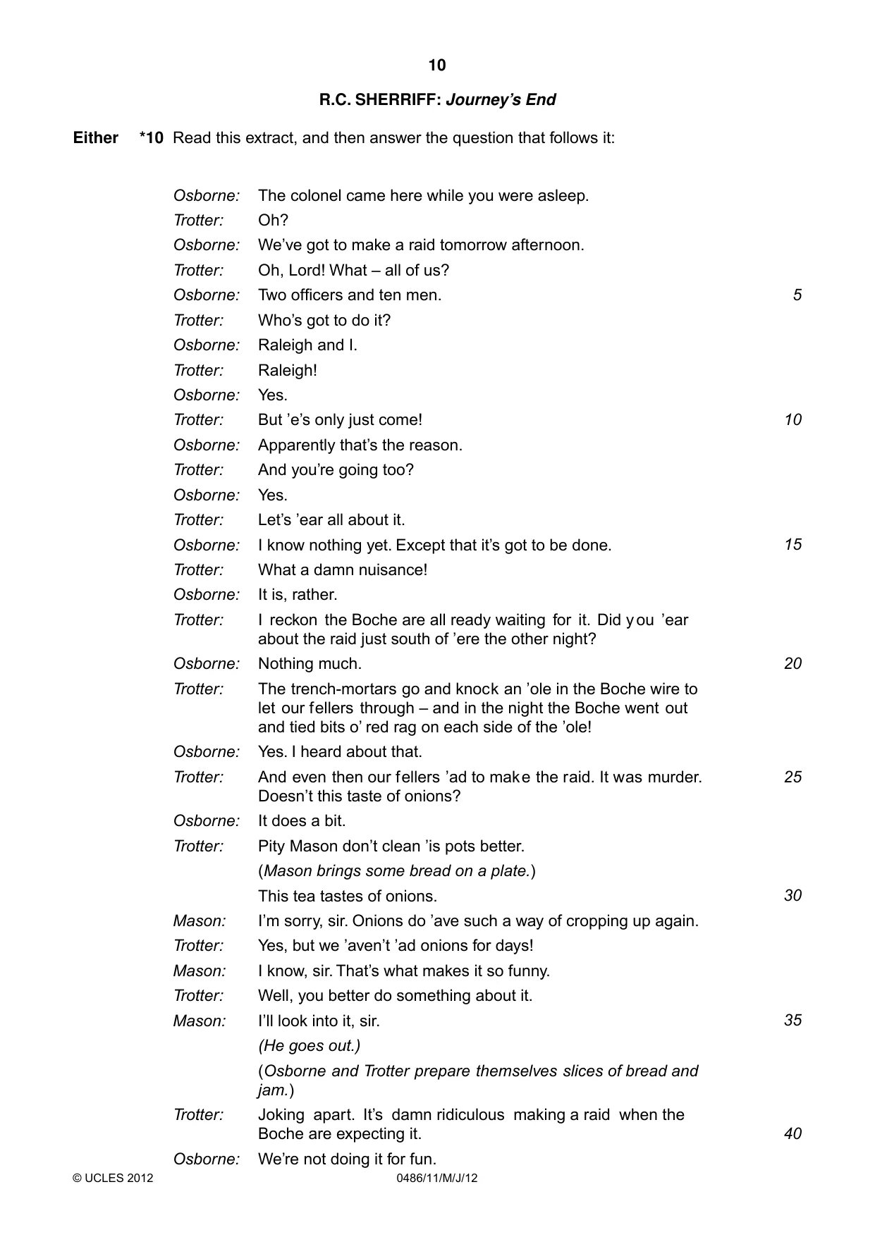 Cambridge IGCSE English - Literature 0486 2012 May/June Paper 1 · Variant 1 question paper, page 10 of 26