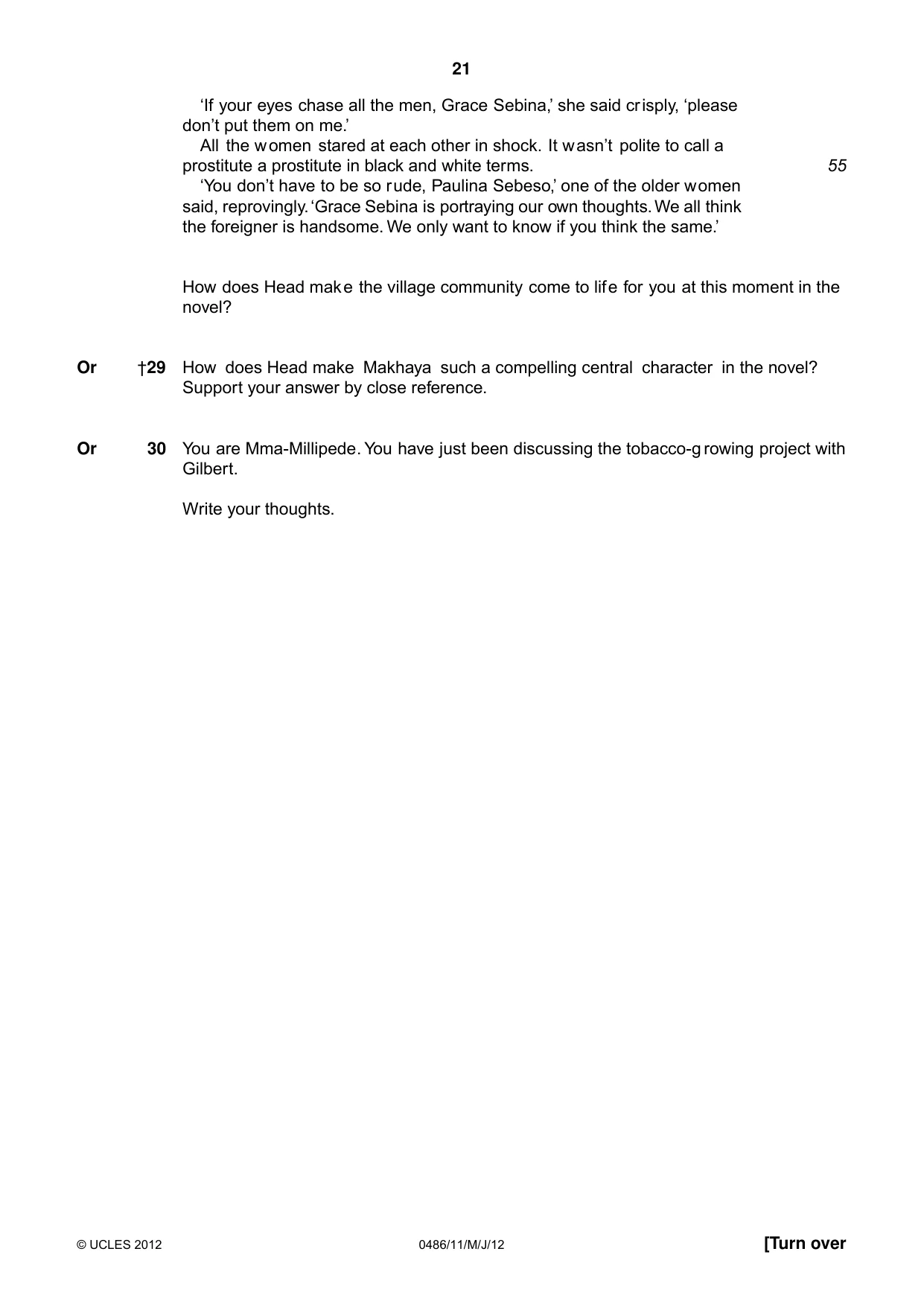 Cambridge IGCSE English - Literature 0486 2012 May/June Paper 1 · Variant 1 question paper, page 21 of 26