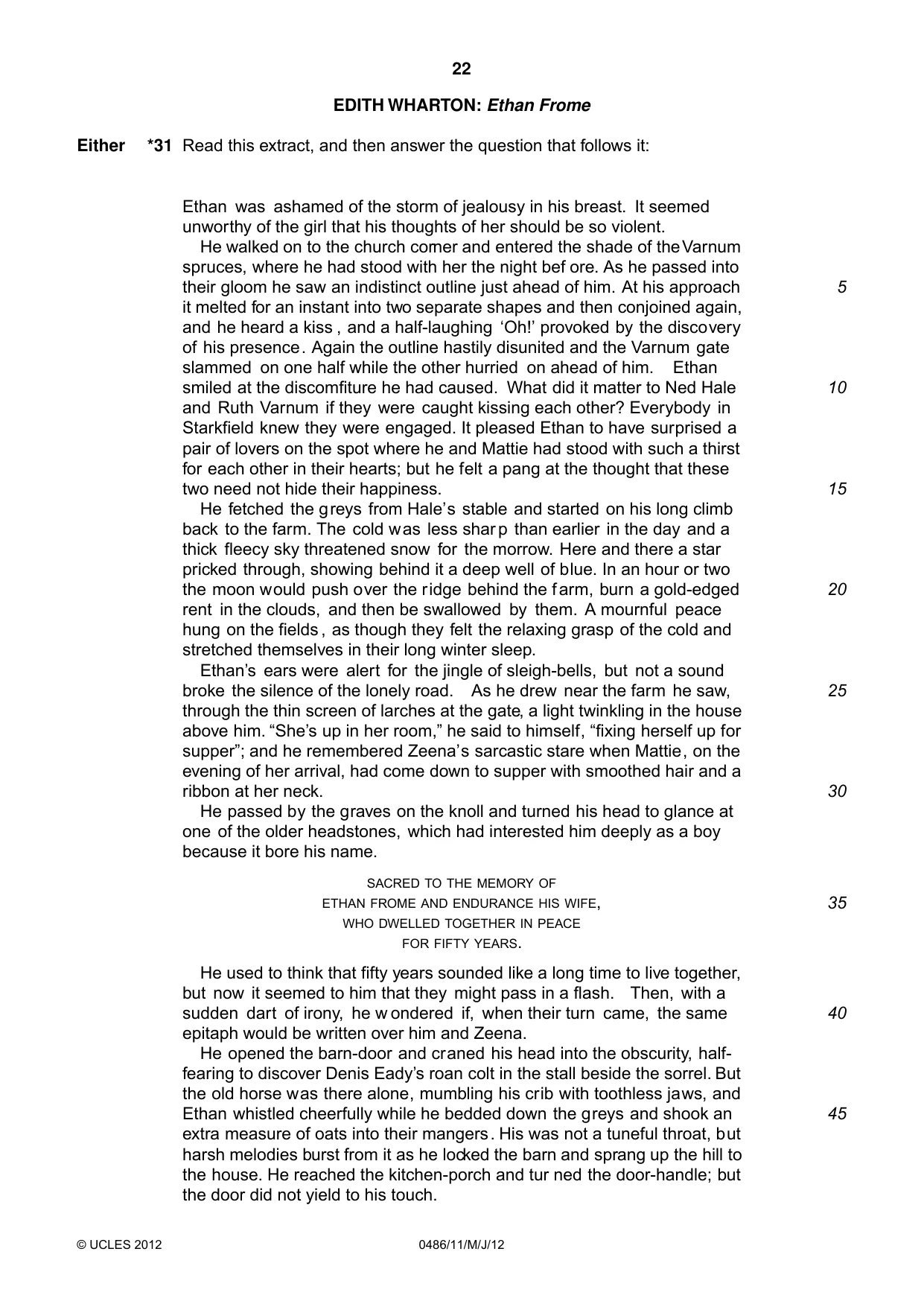 Cambridge IGCSE English - Literature 0486 2012 May/June Paper 1 · Variant 1 question paper, page 22 of 26