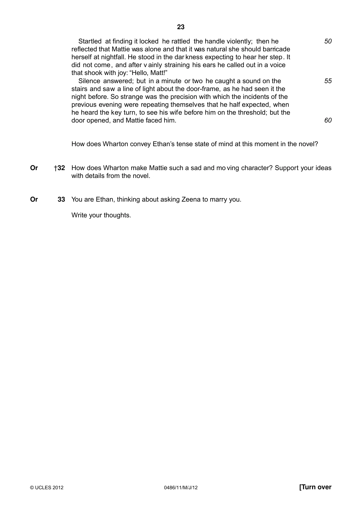 Cambridge IGCSE English - Literature 0486 2012 May/June Paper 1 · Variant 1 question paper, page 23 of 26