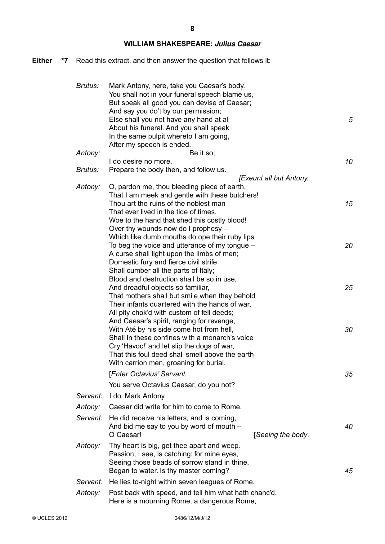 Cambridge IGCSE English - Literature 0486 2012 May/June Paper 1 · Variant 2 question paper, page 8 of 25