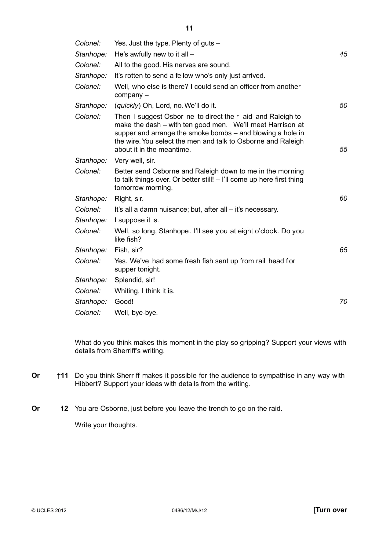 Cambridge IGCSE English - Literature 0486 2012 May/June Paper 1 · Variant 2 question paper, page 11 of 25