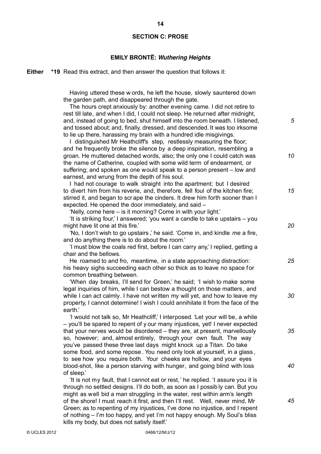 Cambridge IGCSE English - Literature 0486 2012 May/June Paper 1 · Variant 2 question paper, page 14 of 25