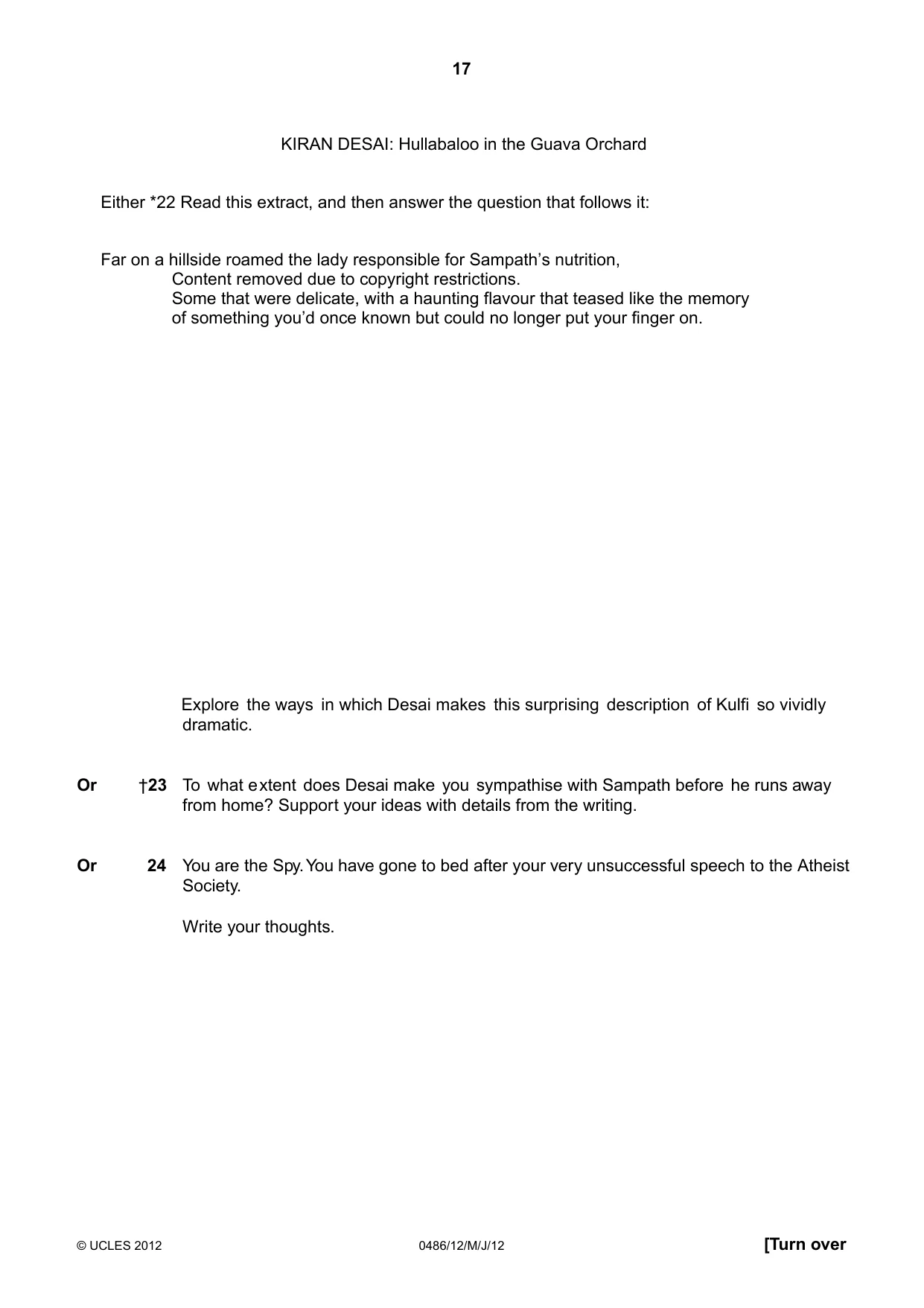Cambridge IGCSE English - Literature 0486 2012 May/June Paper 1 · Variant 2 question paper, page 16 of 25