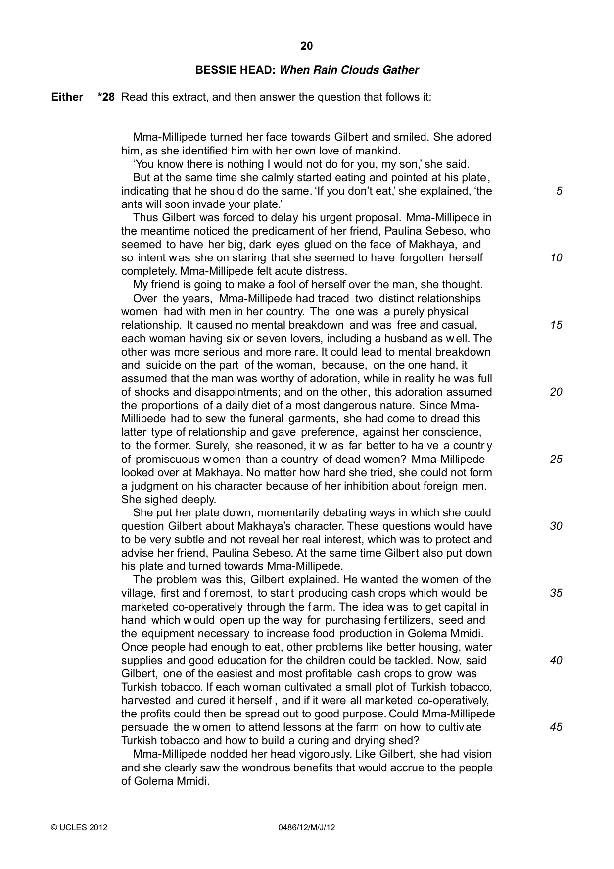 Cambridge IGCSE English - Literature 0486 2012 May/June Paper 1 · Variant 2 question paper, page 19 of 25