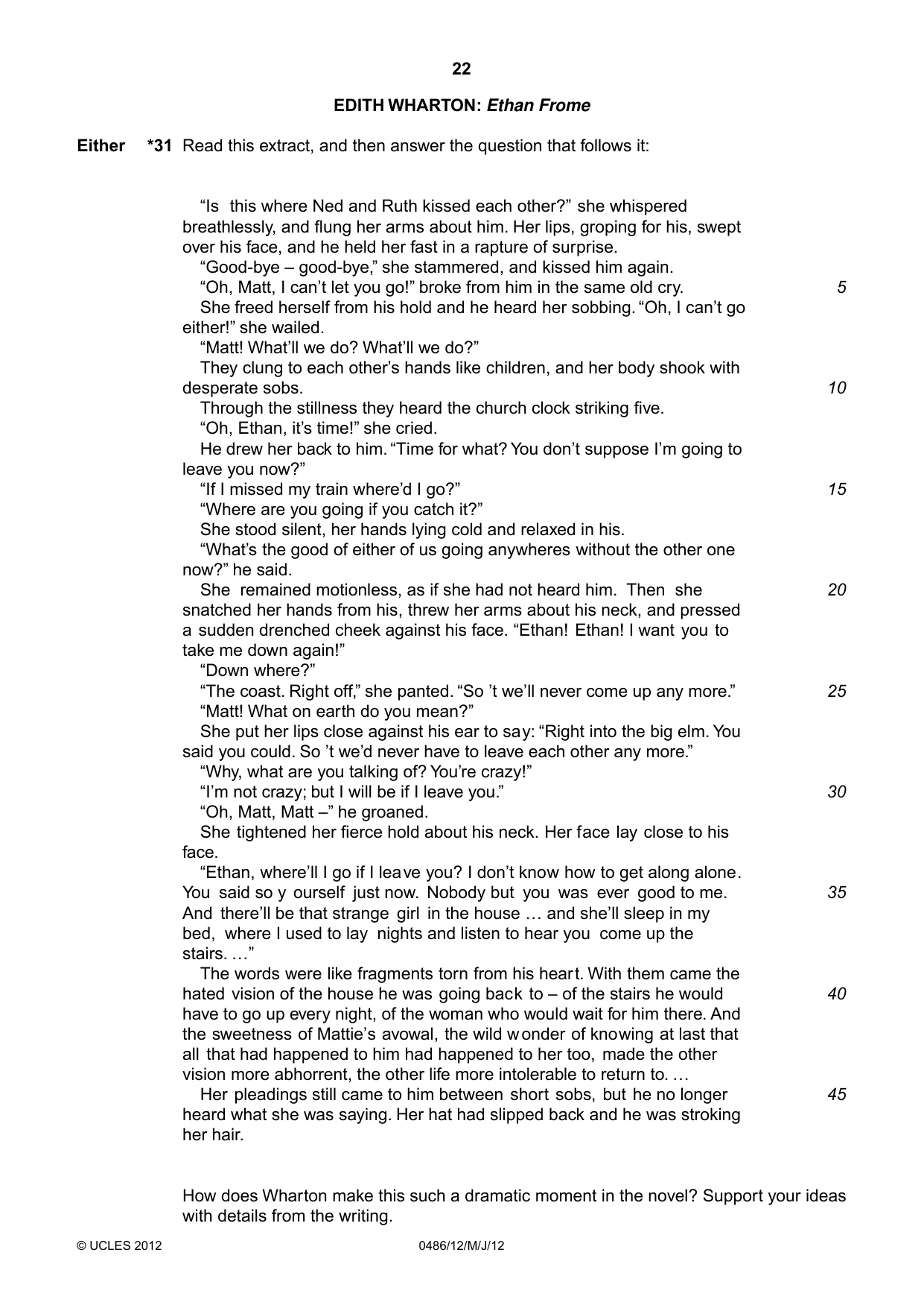 Cambridge IGCSE English - Literature 0486 2012 May/June Paper 1 · Variant 2 question paper, page 21 of 25