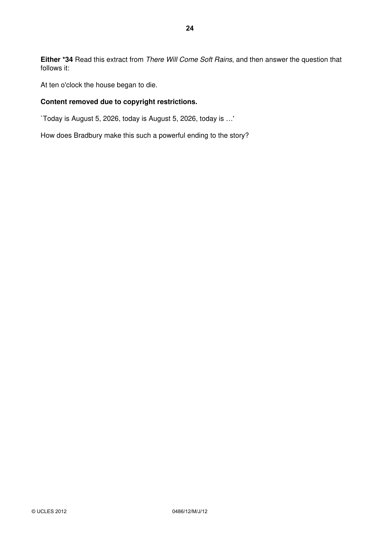 Cambridge IGCSE English - Literature 0486 2012 May/June Paper 1 · Variant 2 question paper, page 23 of 25