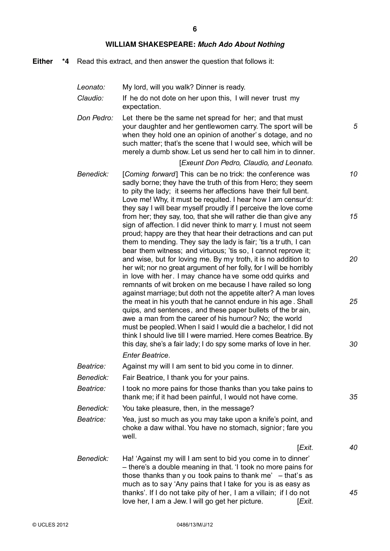 Cambridge IGCSE English - Literature 0486 2012 May/June Paper 1 · Variant 3 question paper, page 6 of 26